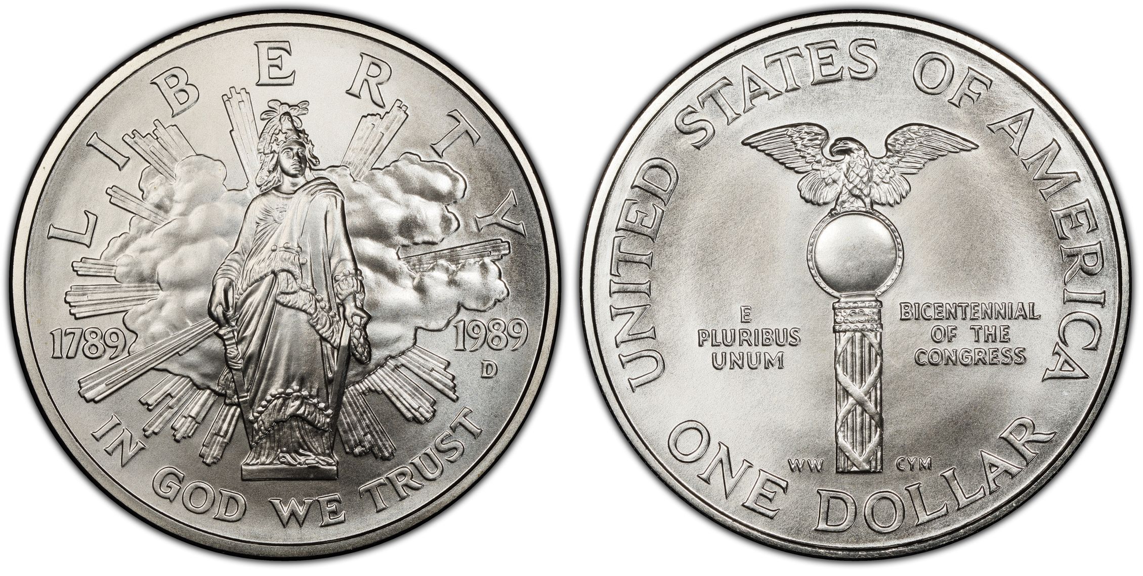 1989 D 1 Congress Regular Strike Modern Silver and Clad