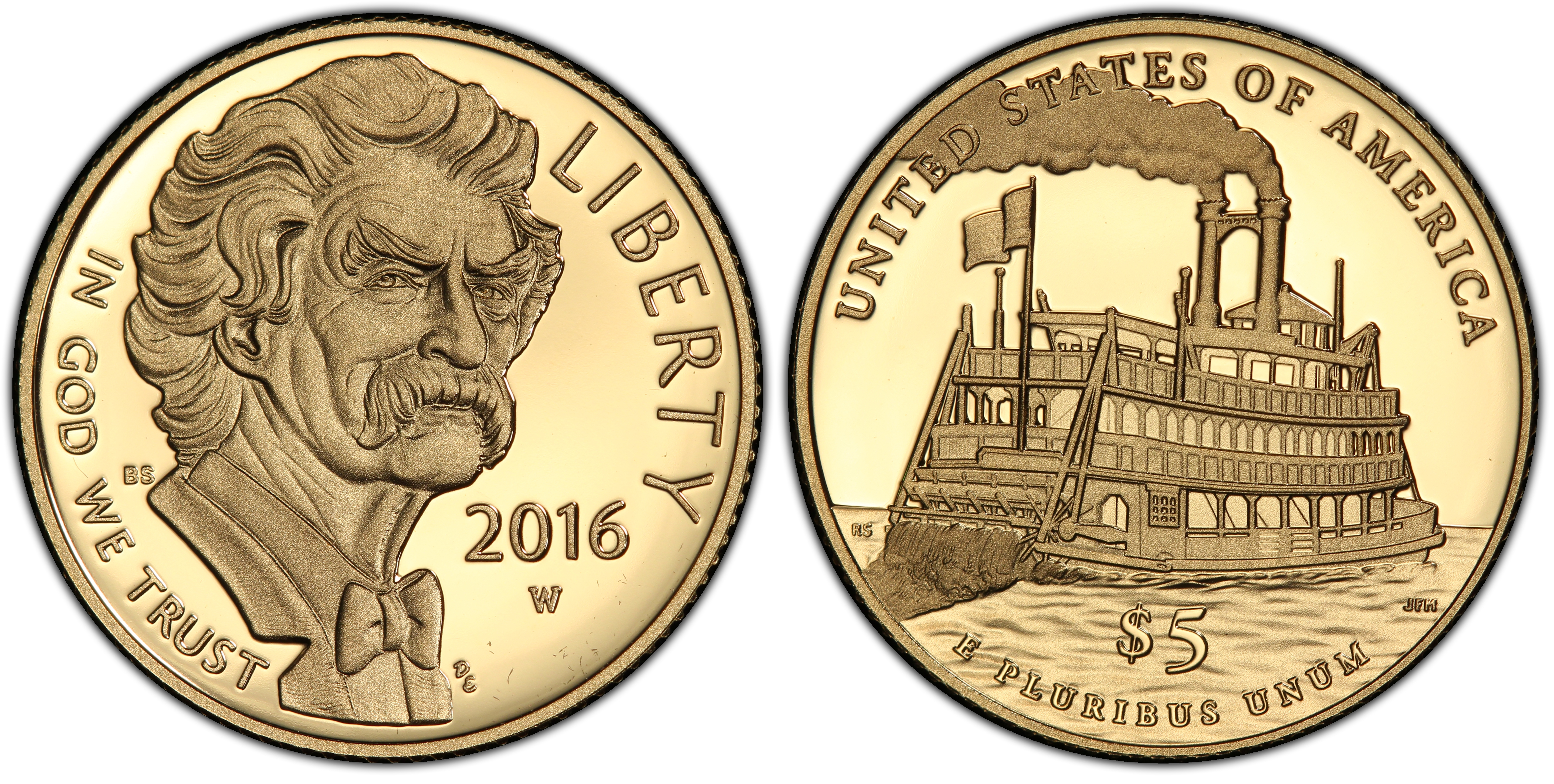 2016-W $5 Mark Twain First Strike, DCAM (Proof) Modern Gold ...