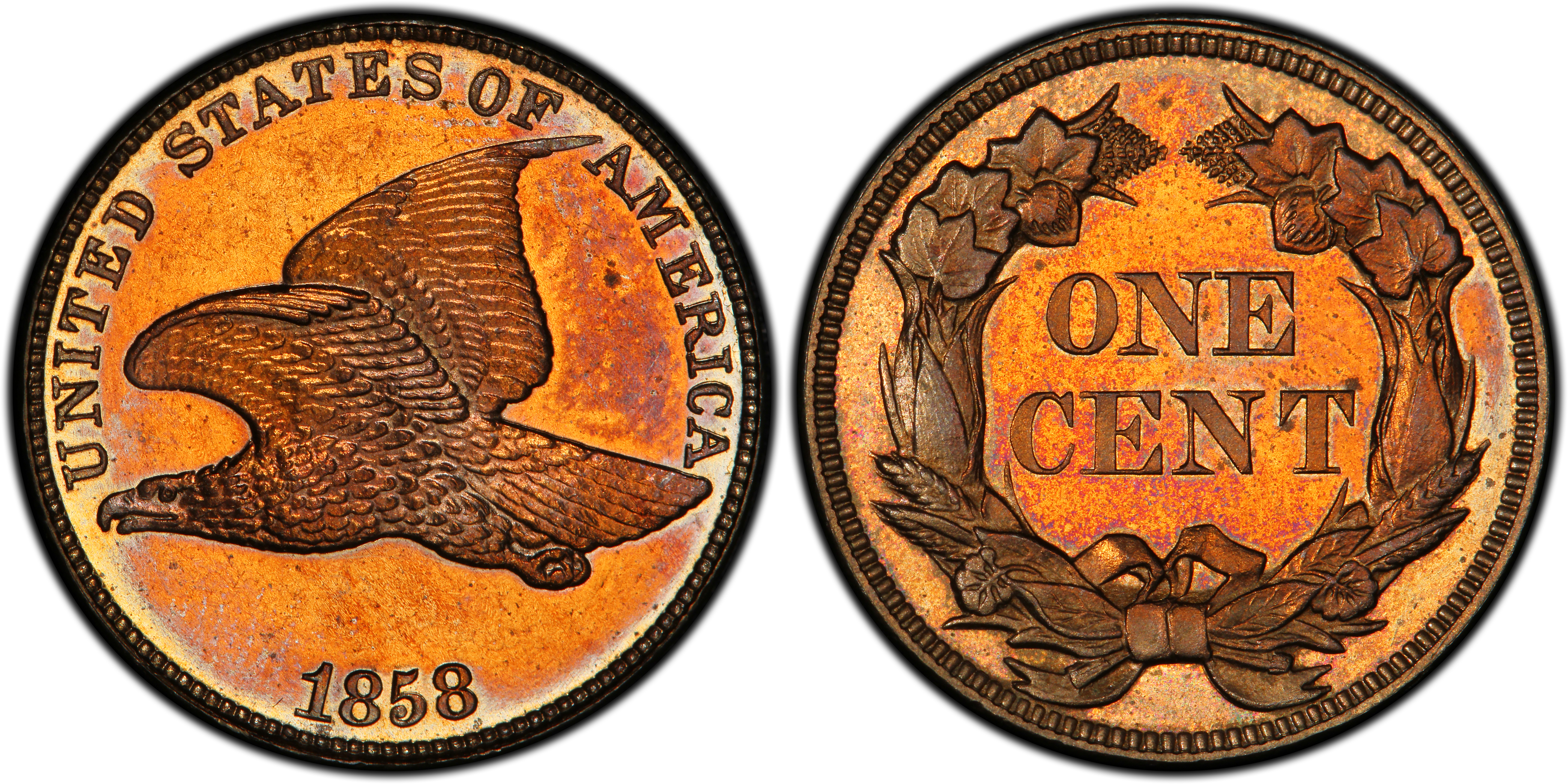 1858 1C Large Letters Proof Flying Eagle Cent PCGS CoinFacts