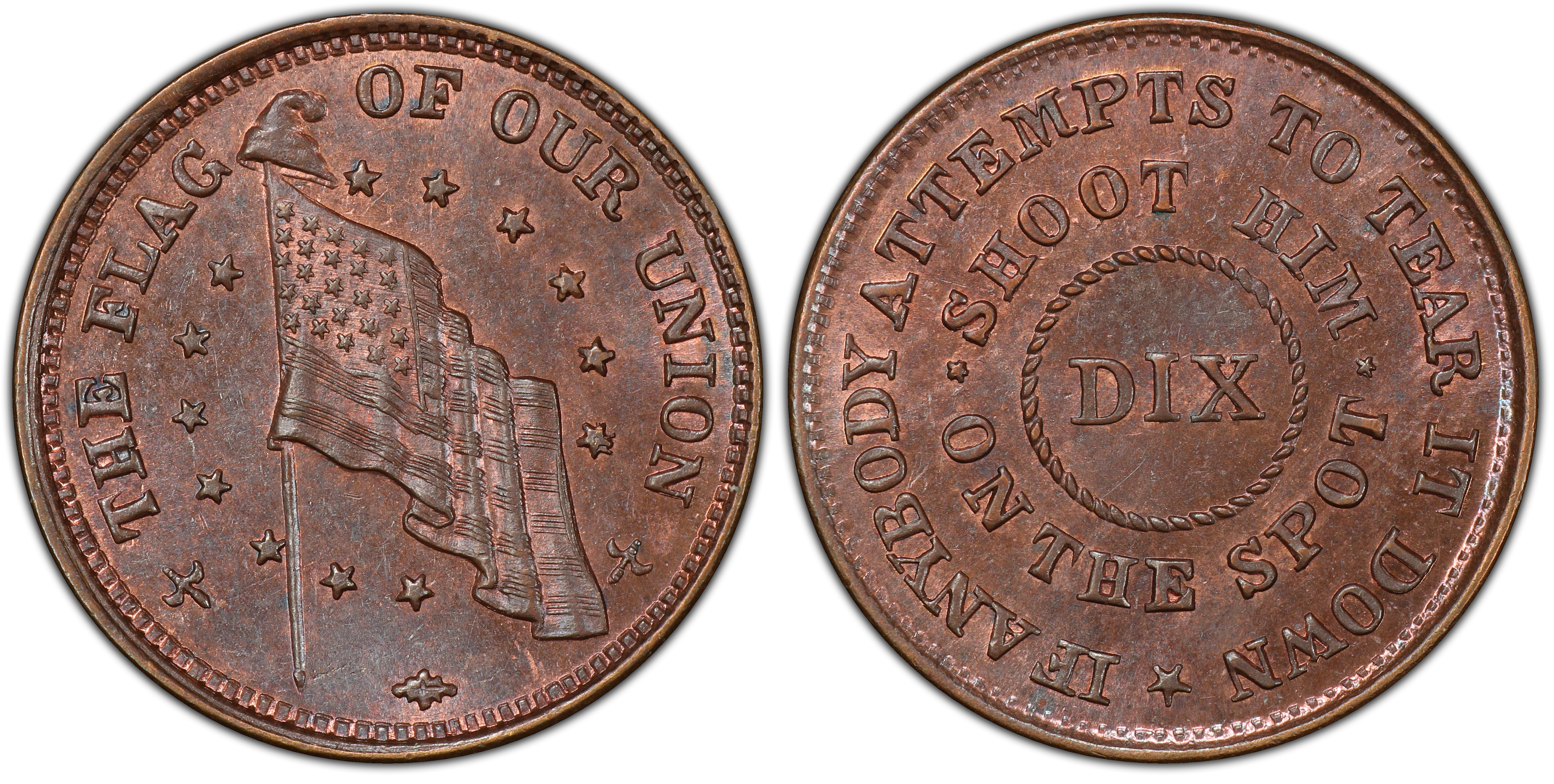 (1861-65) Token F-214/416a Copper The Flag Of Our Union Patriotic, BN ...