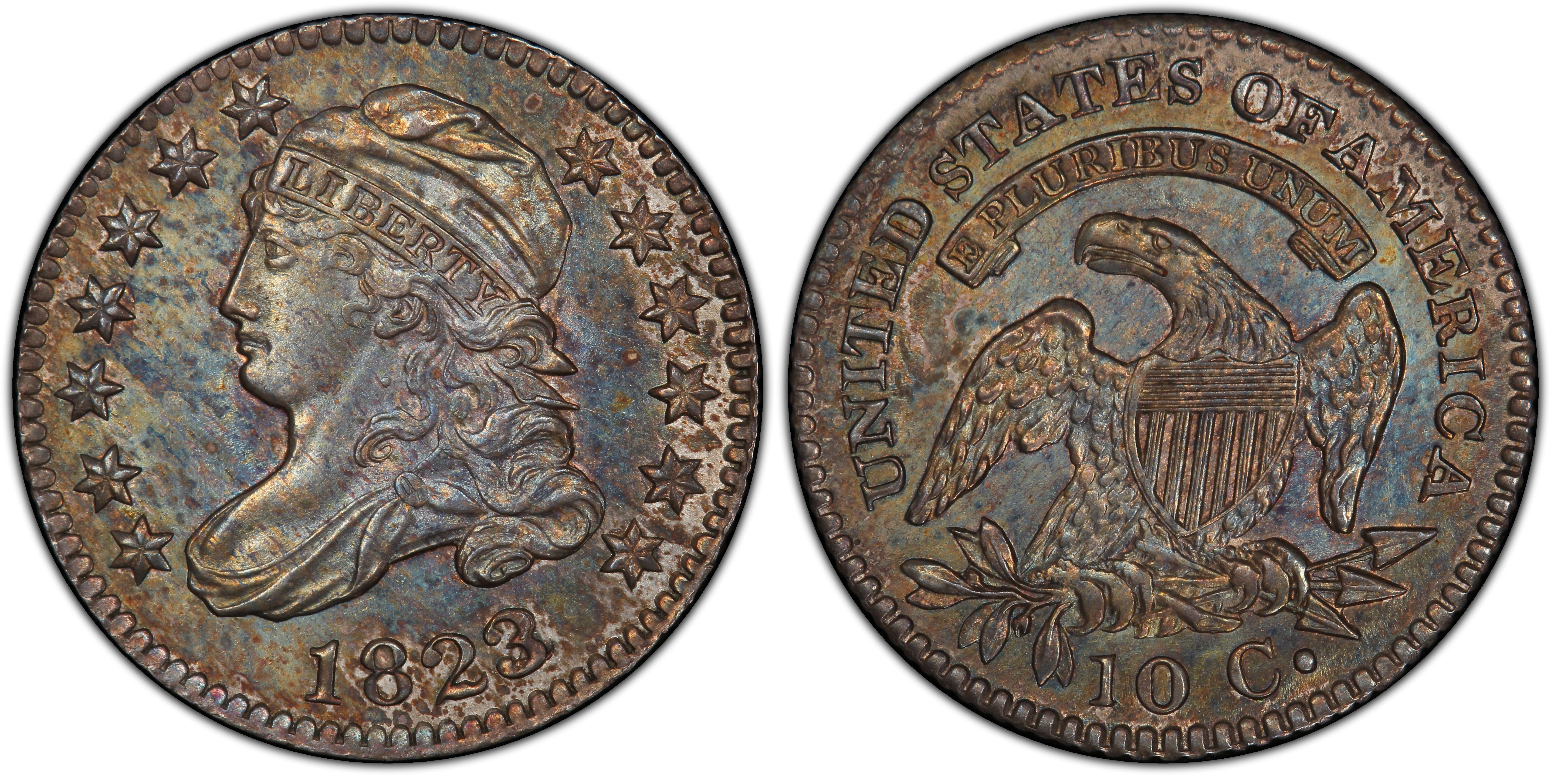 63 認證編號 34341327 pcgs 編號 4499 詳情 1823/2 10c large e'