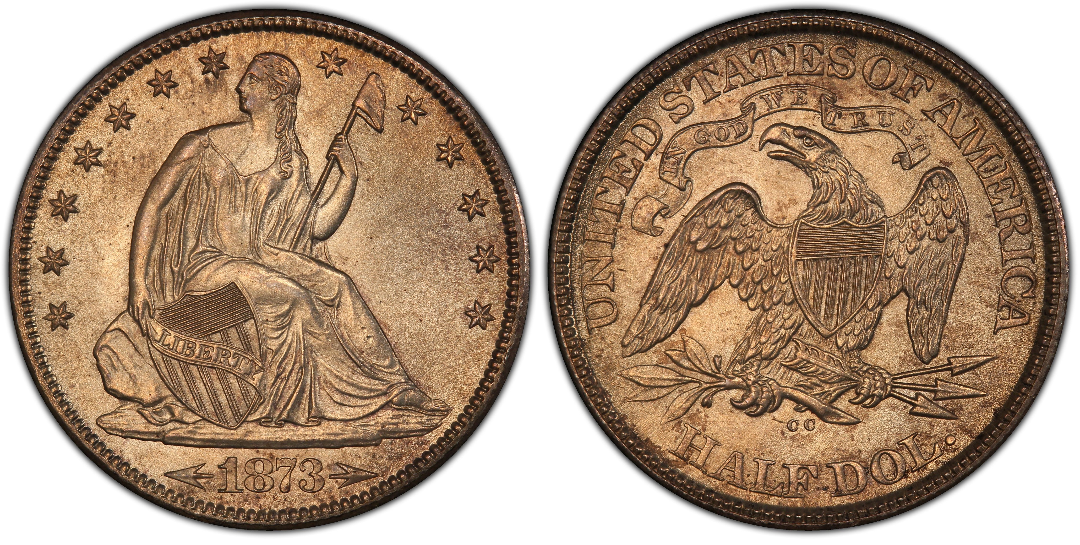 1873-CC 50C Arrows (Regular Strike) Liberty Seated Half Dollar