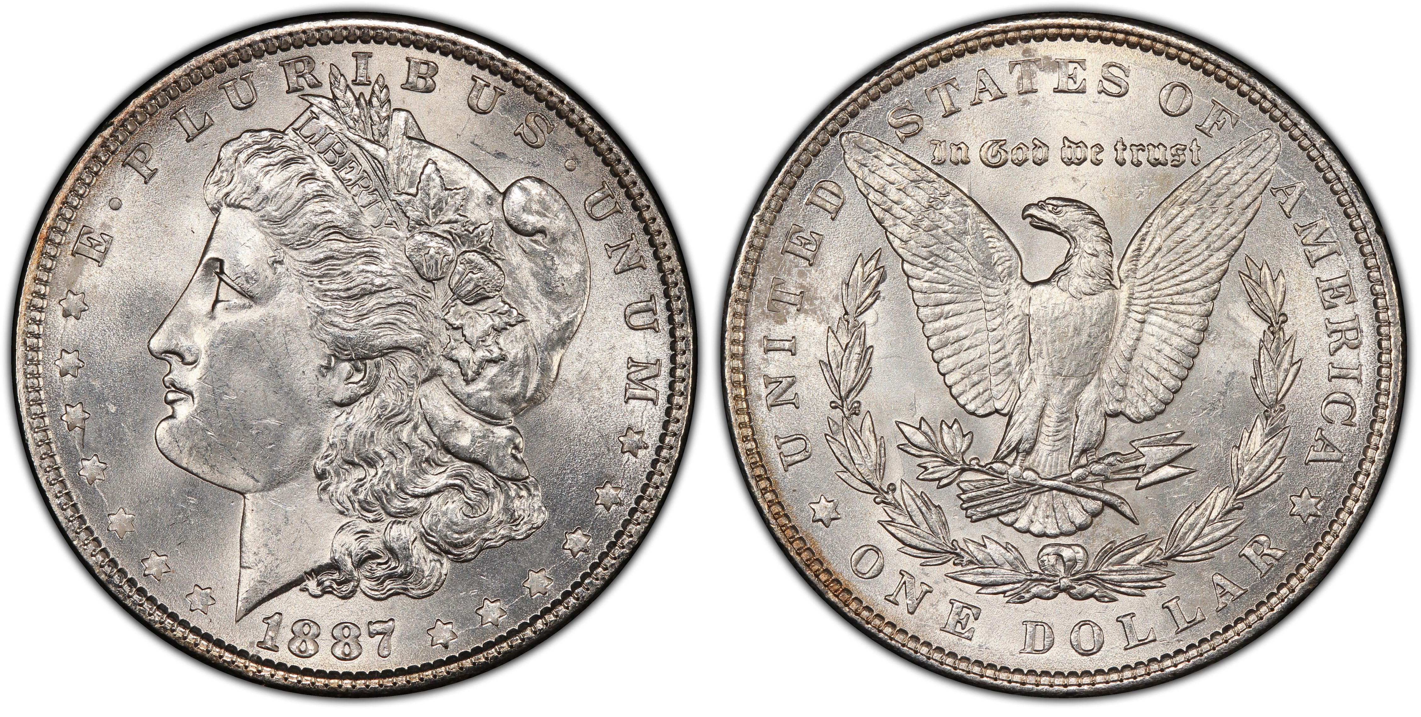 1887 $1 VAM 1B Partial E Rev (Regular Strike) Morgan Dollar - PCGS