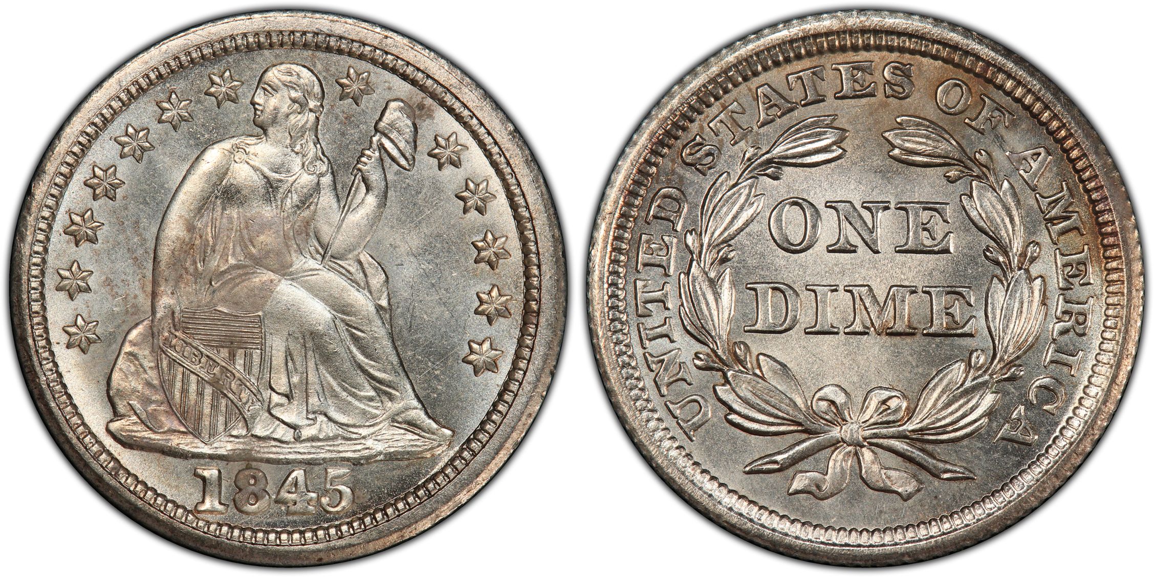 1845 10C (Regular Strike) Liberty Seated Dime - PCGS CoinFacts