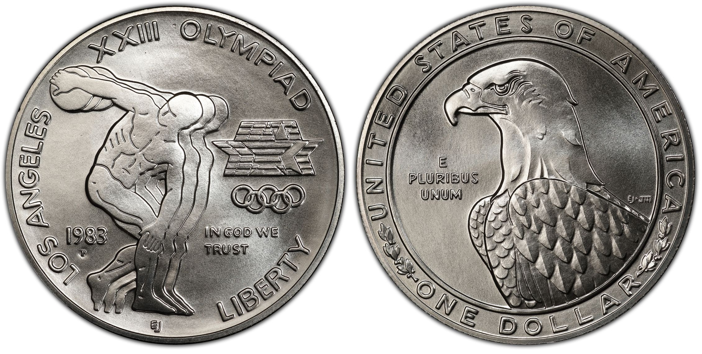 1983-P $1 Olympic (Regular Strike) Modern Silver and Clad ...