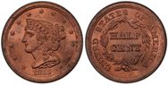 1851 Braided Hair Half Cent * PCGS AU55 * Mintage Of 147,672