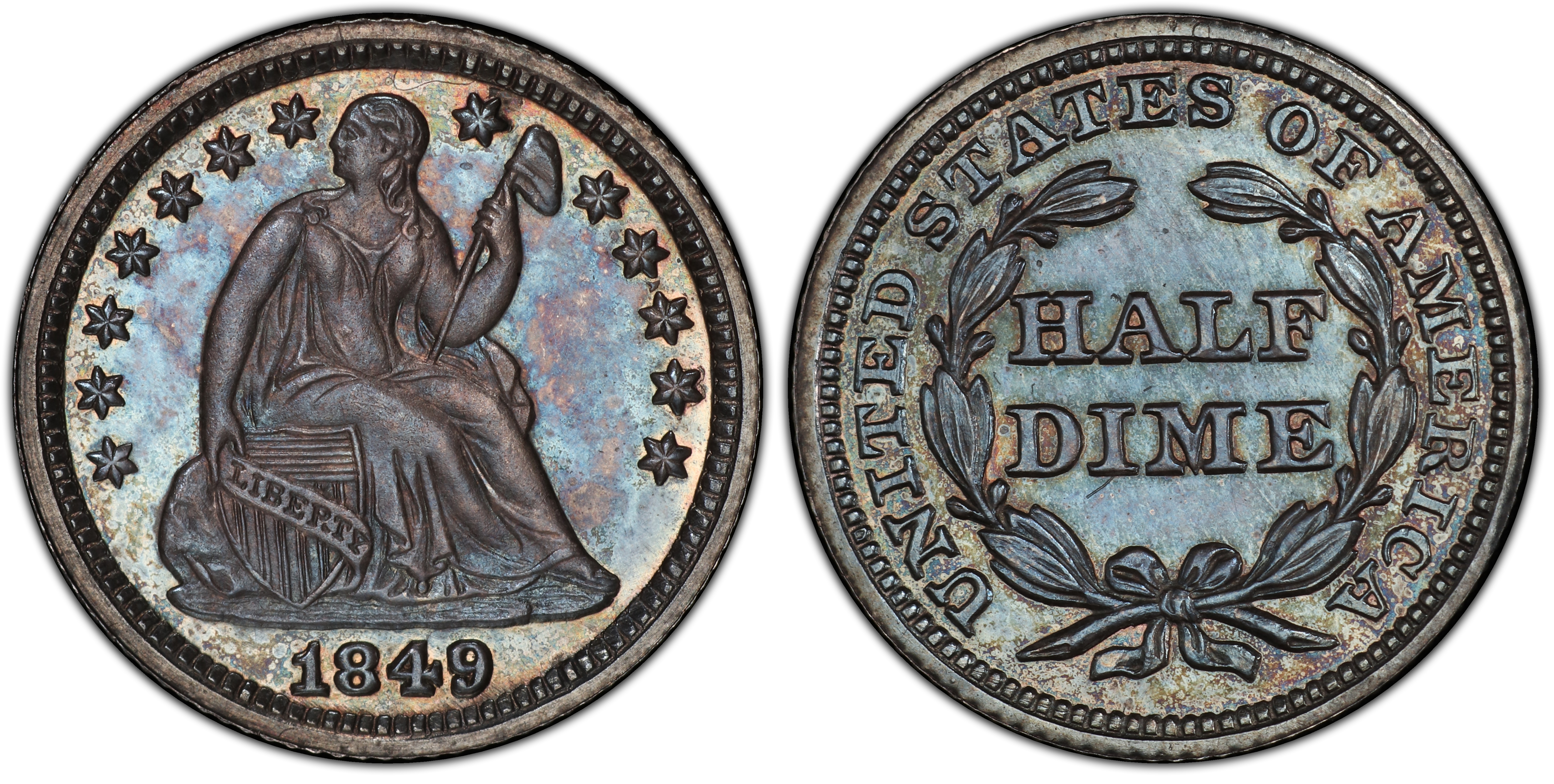 H C Proof Liberty Seated Half Dime Pcgs Coinfacts