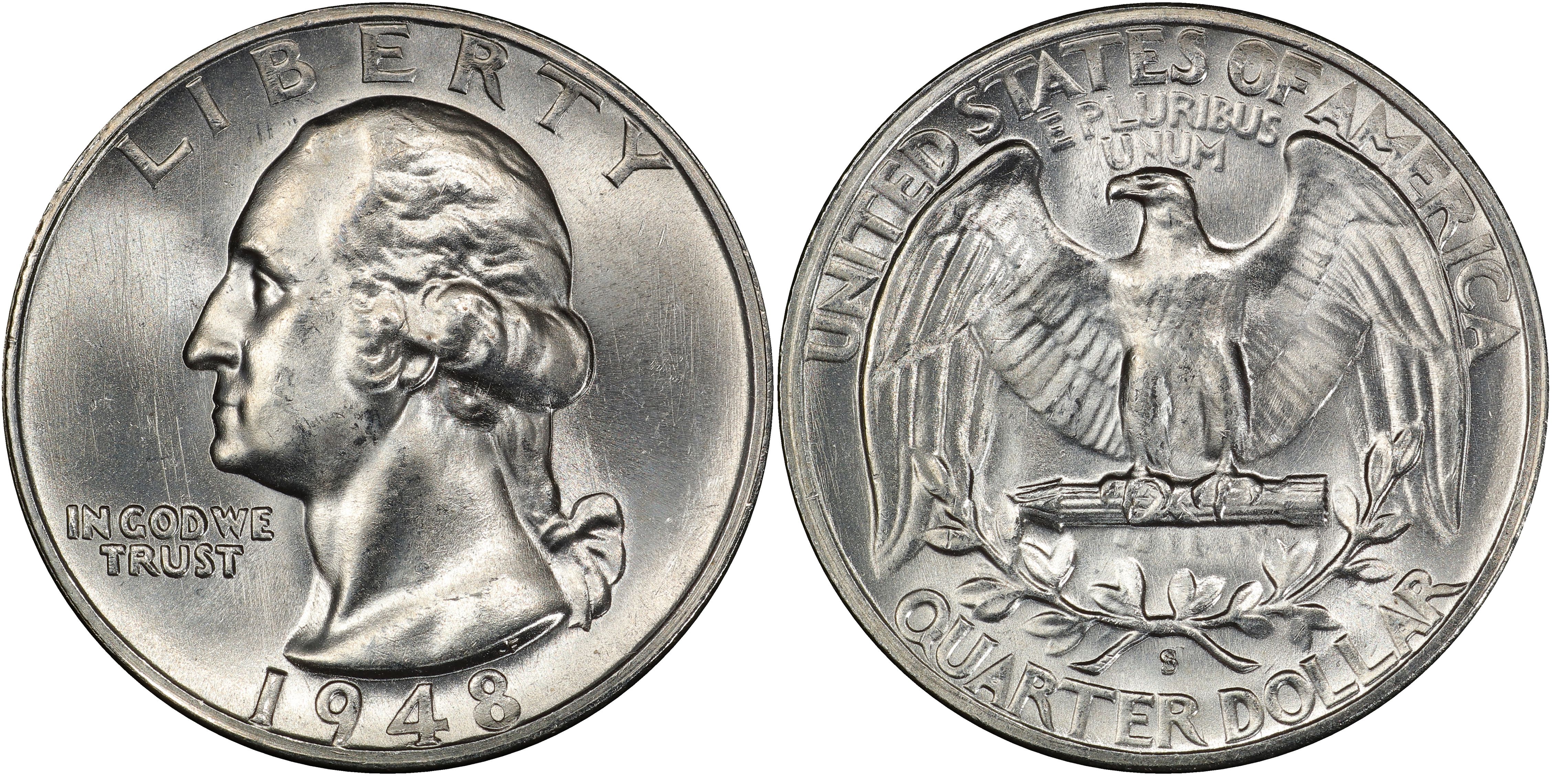1948-S 25C Washington Silver Quarter BU