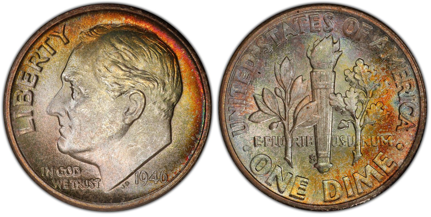 1946 Roosevelt Dime NGC MS 67
