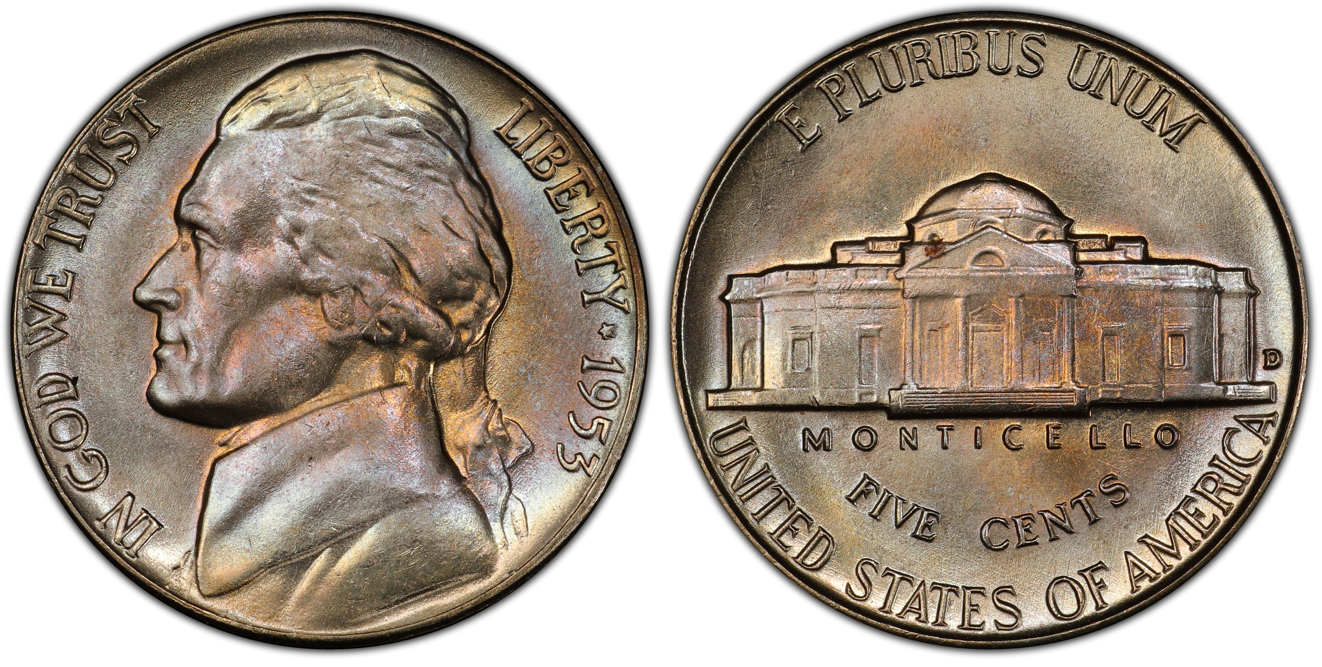 1953-D Jefferson Nickel Coin PCGS MS-65, 