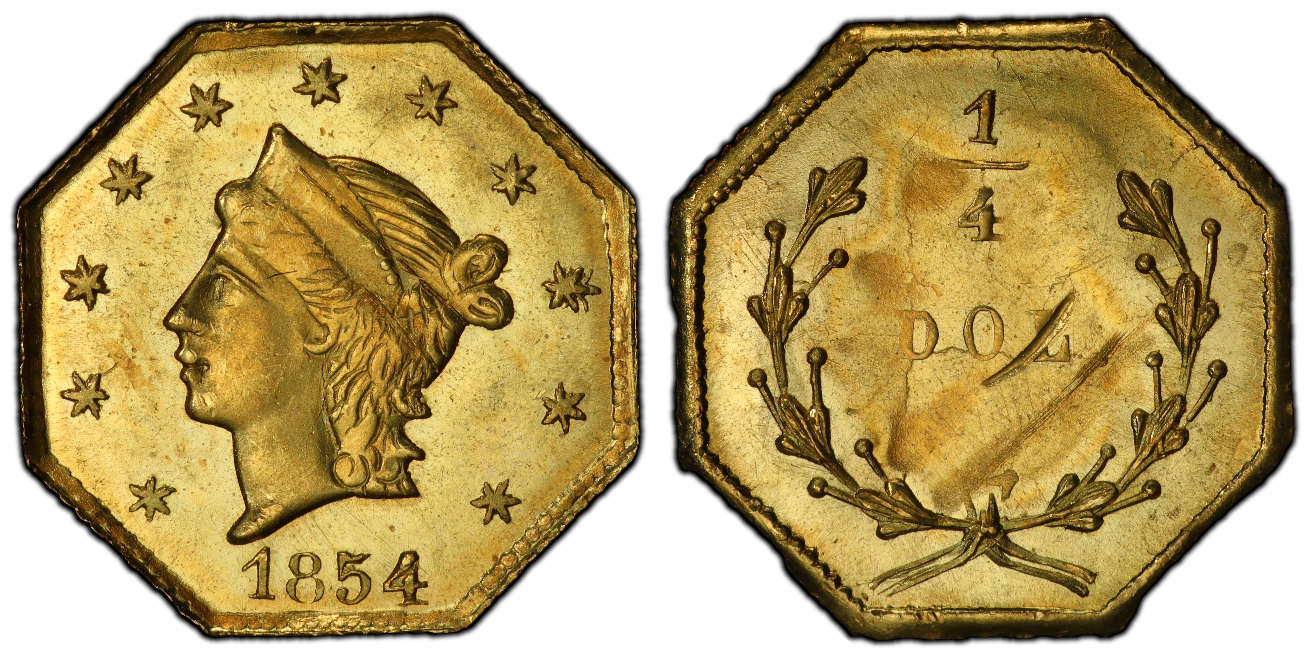 1854 G25C BG-108 (Regular Strike) California Fractional Gold