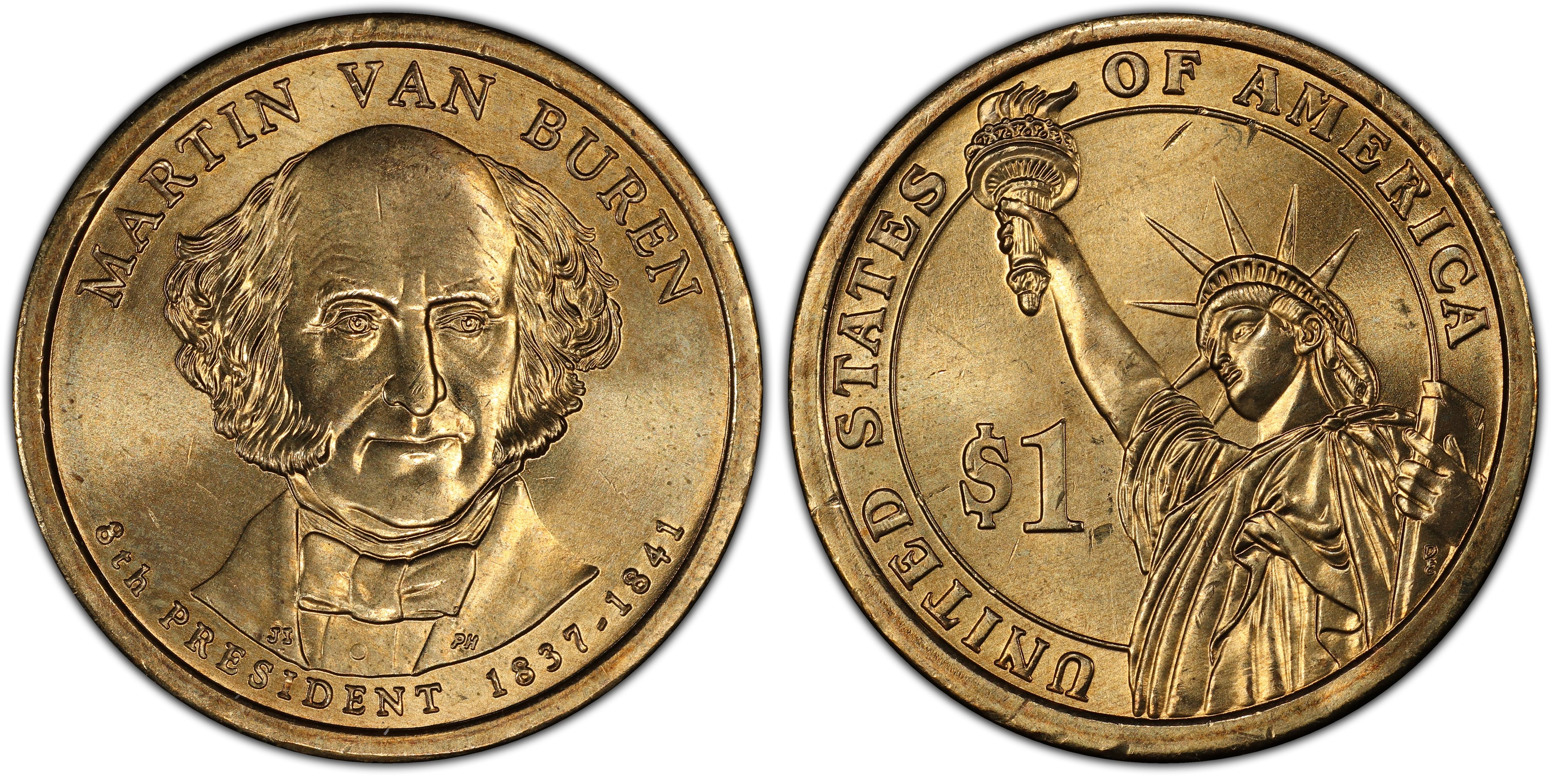 3 Coin Set 2008 P+D+S Martin Van Buren Presidential Dollars US Mint  "New" 