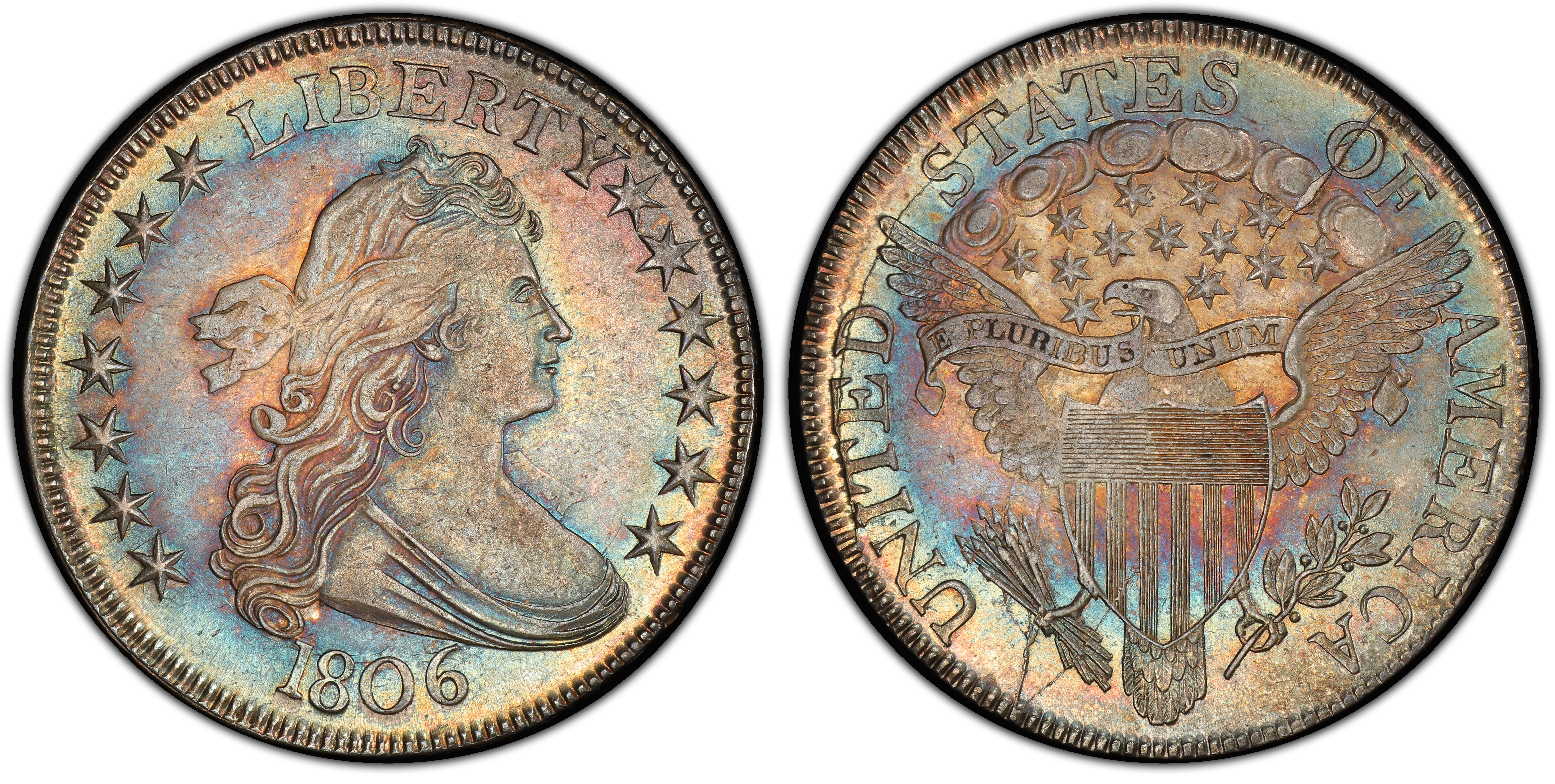 1806 50C O-118a Pointed 6, Stem (Regular Strike) Draped Bust Half