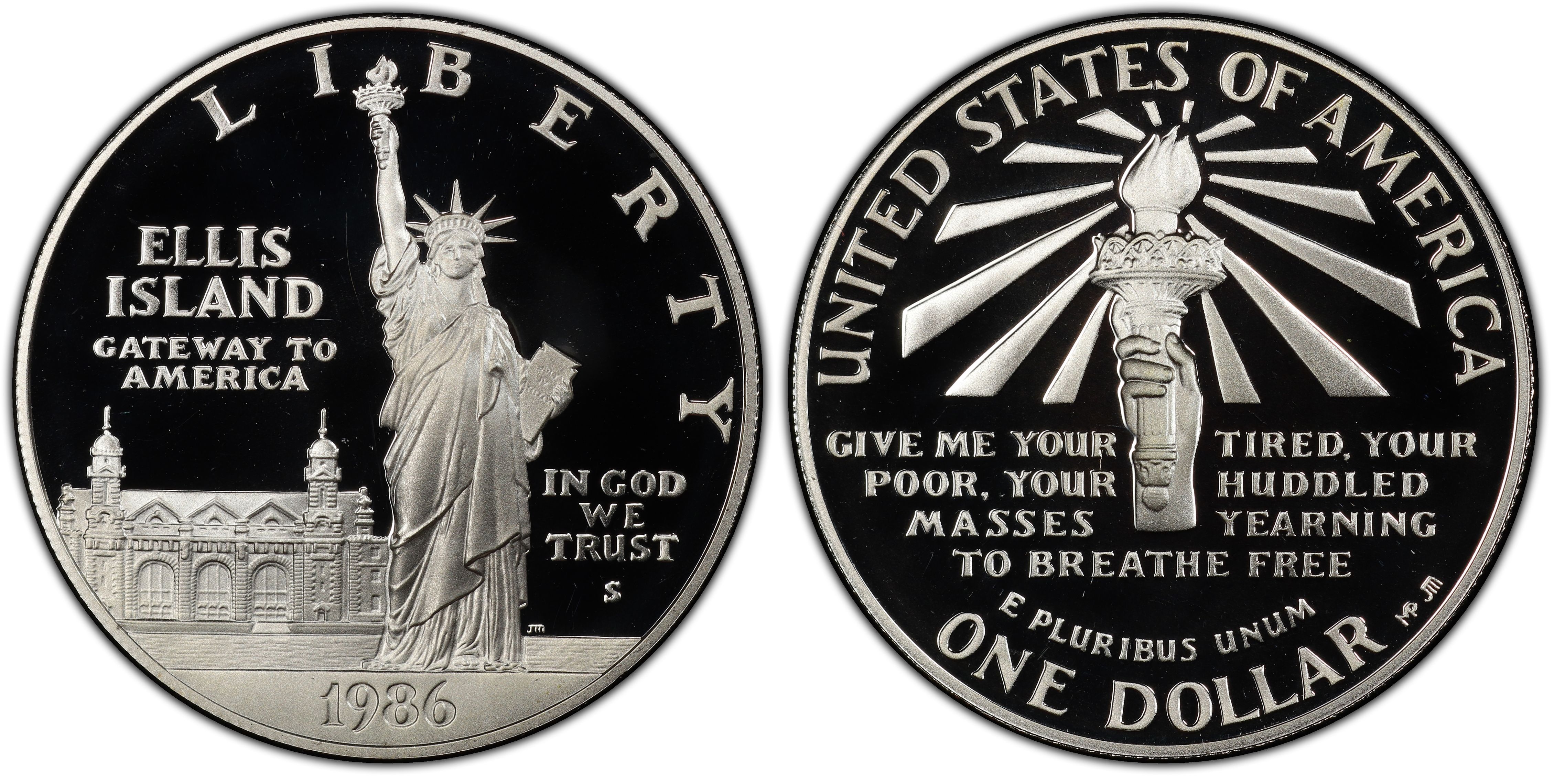 1986 P Statute of Liberty Ellis Island Silver Commemorative Dollar $1 Brilliant Uncirculated US Mint 