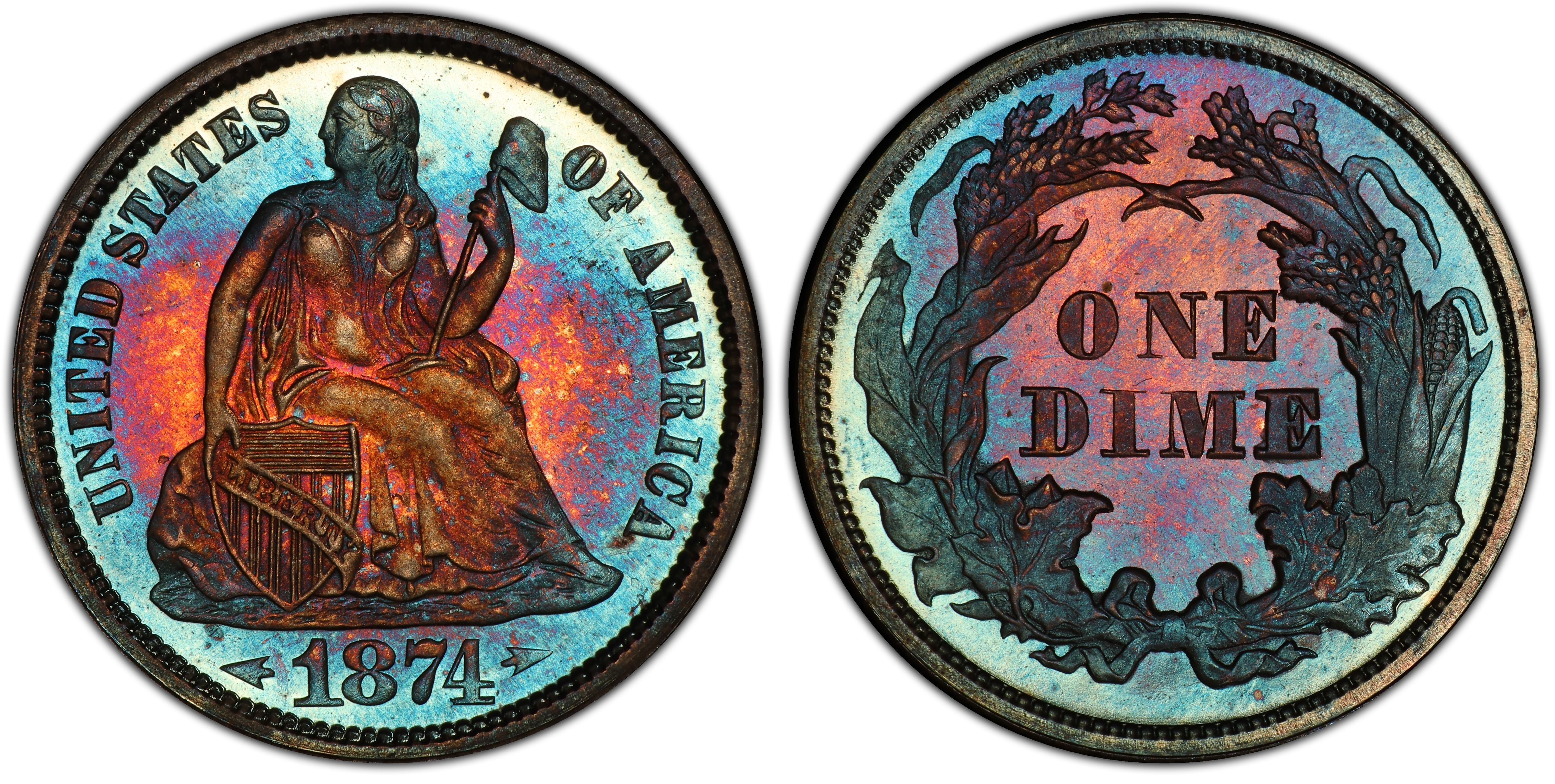 Images of Liberty Seated Dime 1874 10C Arrows - PCGS CoinFacts