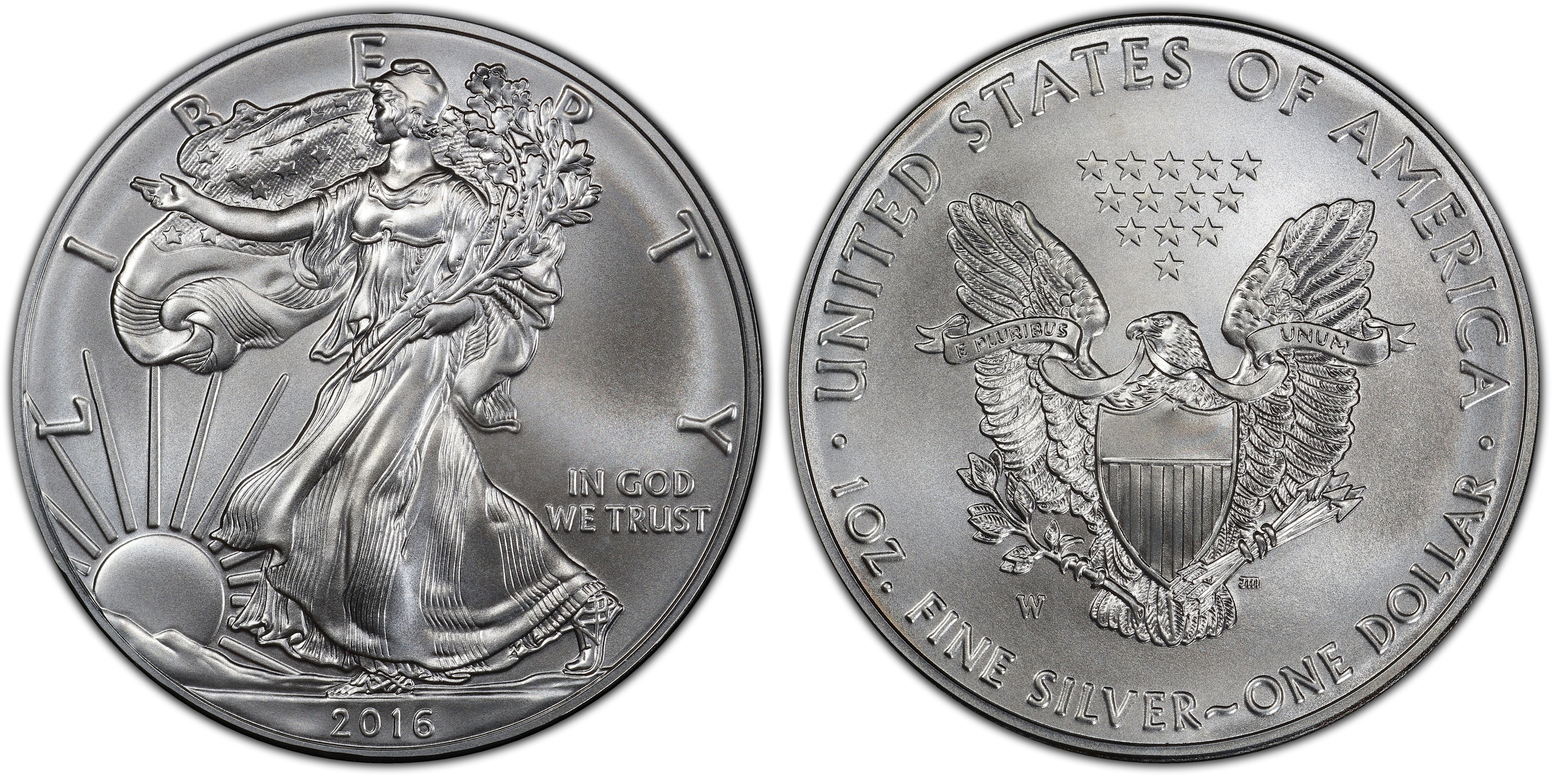 2016-W $1 Burnished Silver Eagle 30th Anniversary Lettered Edge