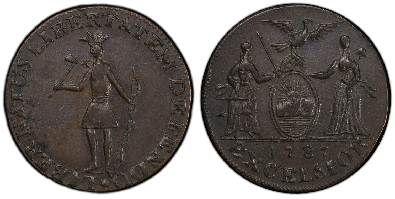 1787 NY 1/2P Excelsior, Indian/Arms, BN (Regular Strike) Post-1776 States  Coinage - PCGS CoinFacts