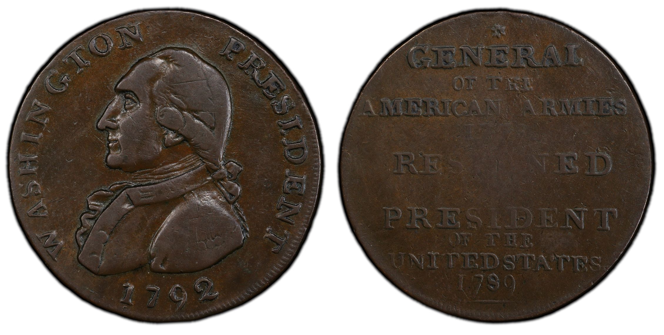 1792 AE Token Washington President General Reverse, Plain Edge, BN ...