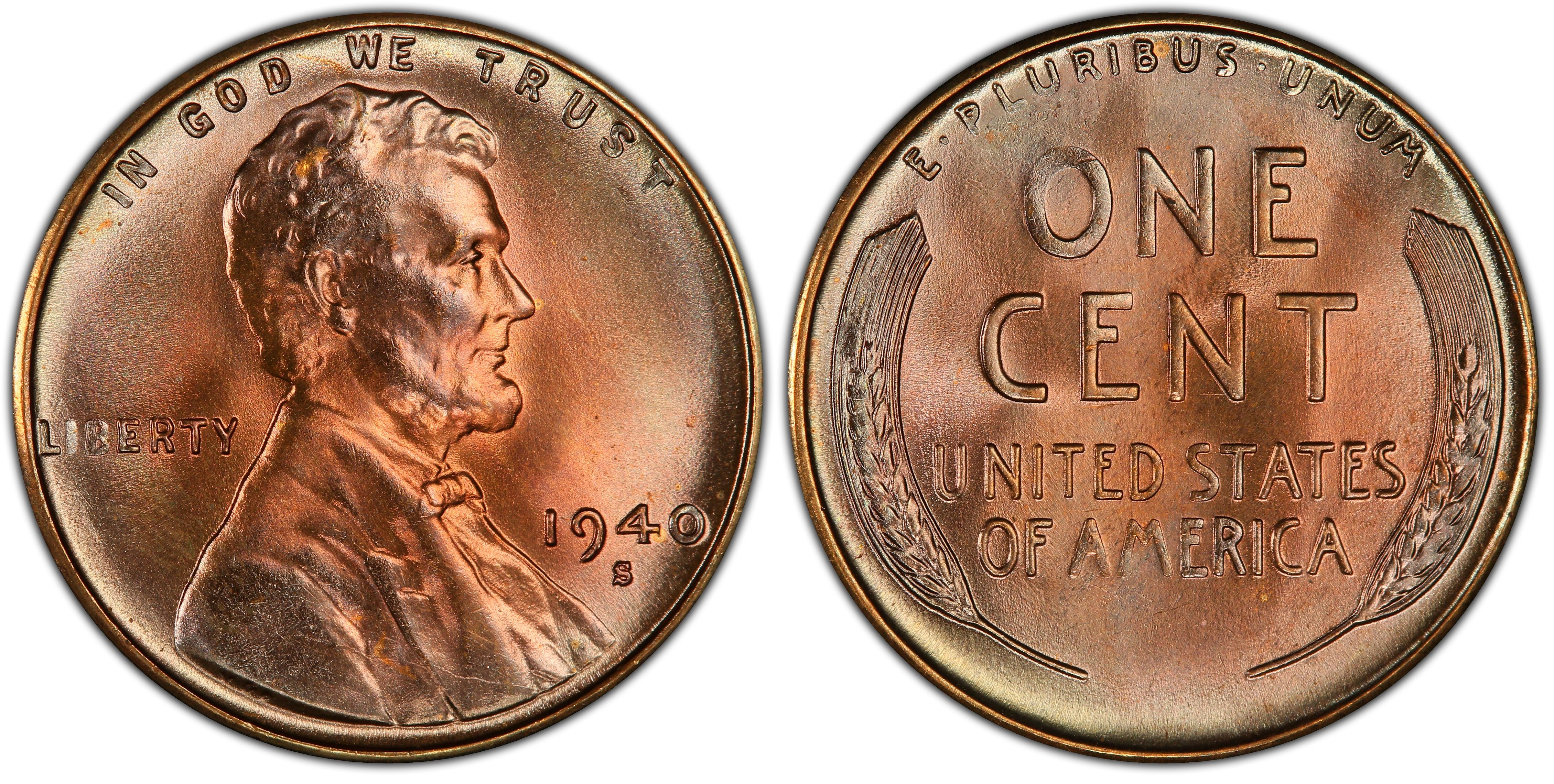 1940 P 1940 D 1940 S Lincoln 95% Copper Wheat Penny Set 