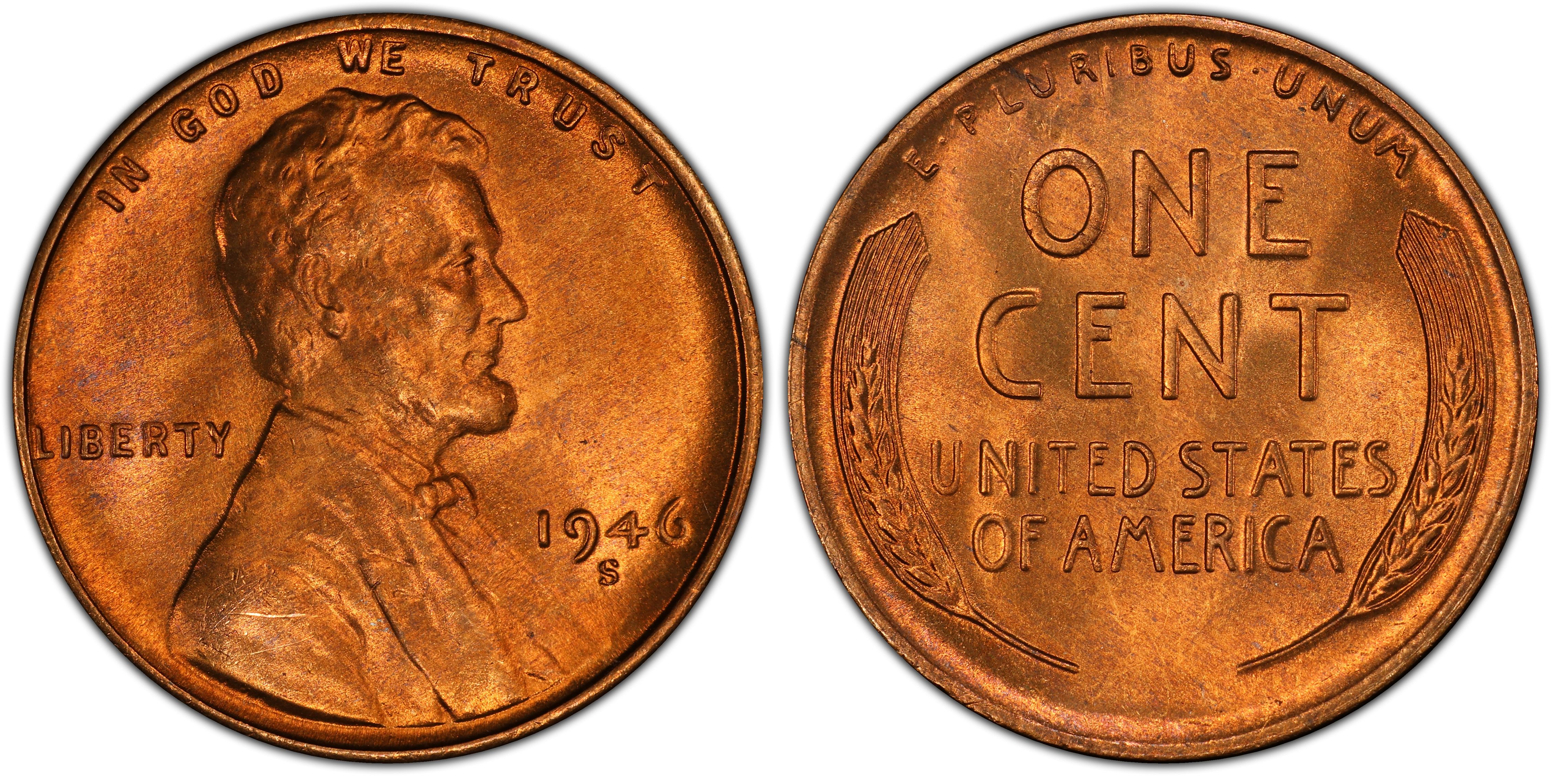 Images of Lincoln Cent (Wheat Reverse) 1946-S 1C, RD - PCGS CoinFacts