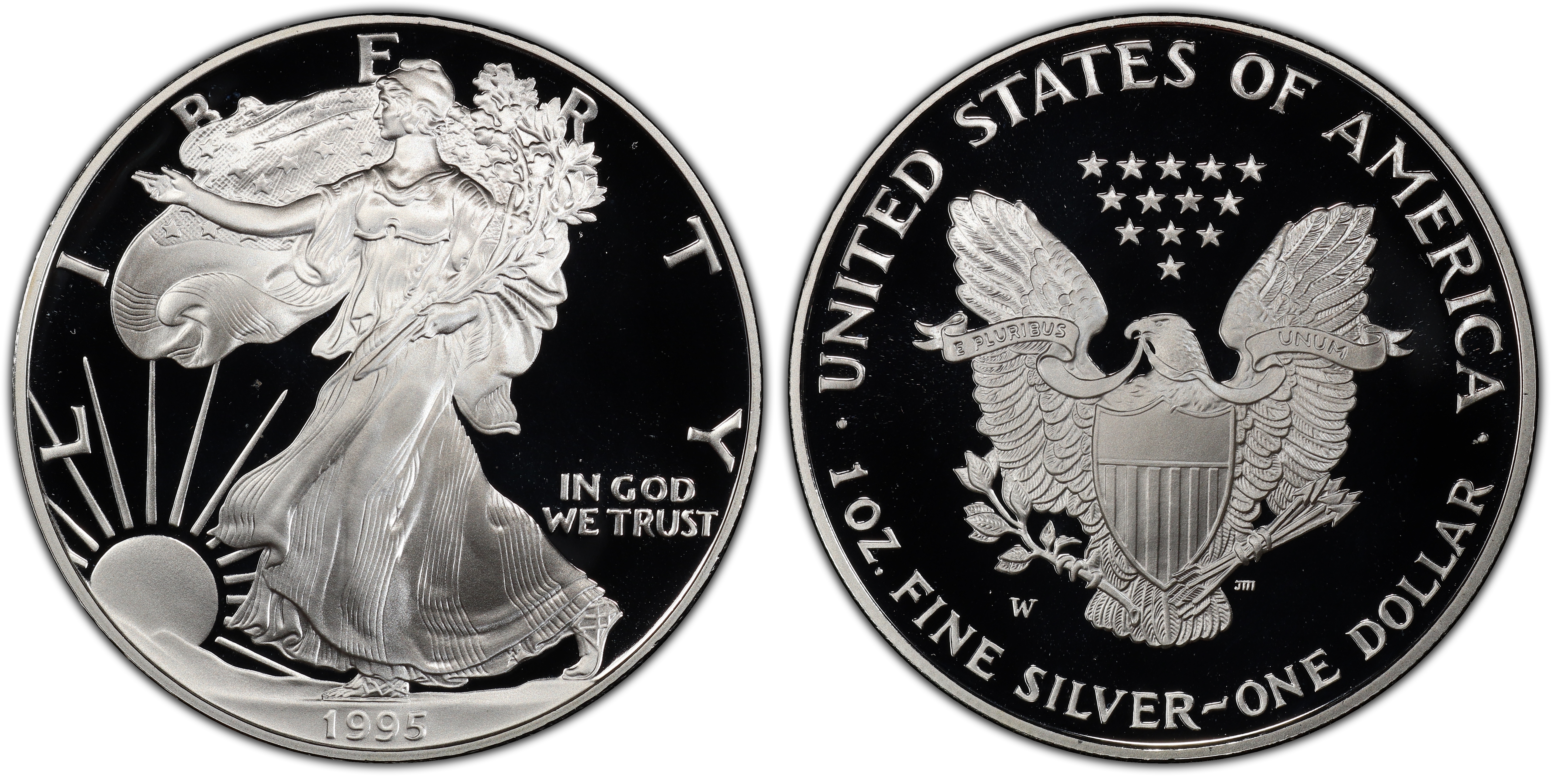 1995 アメリカ イーグル銀貨1オンス(41mmクリアケース付き) 新品