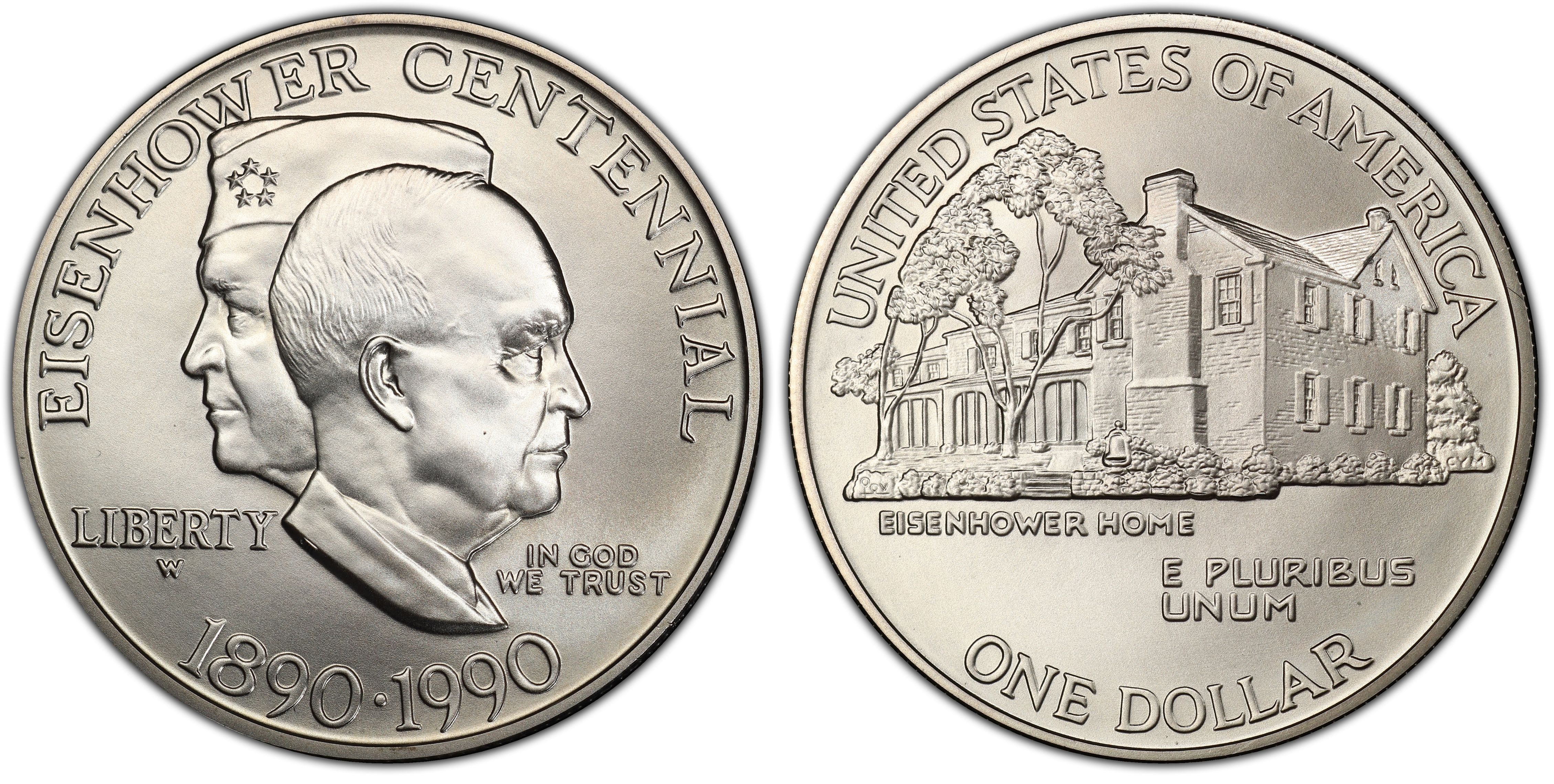 1990 W $1 Eisenhower Centennial Commemorative Silver Dollar NGC MS69
