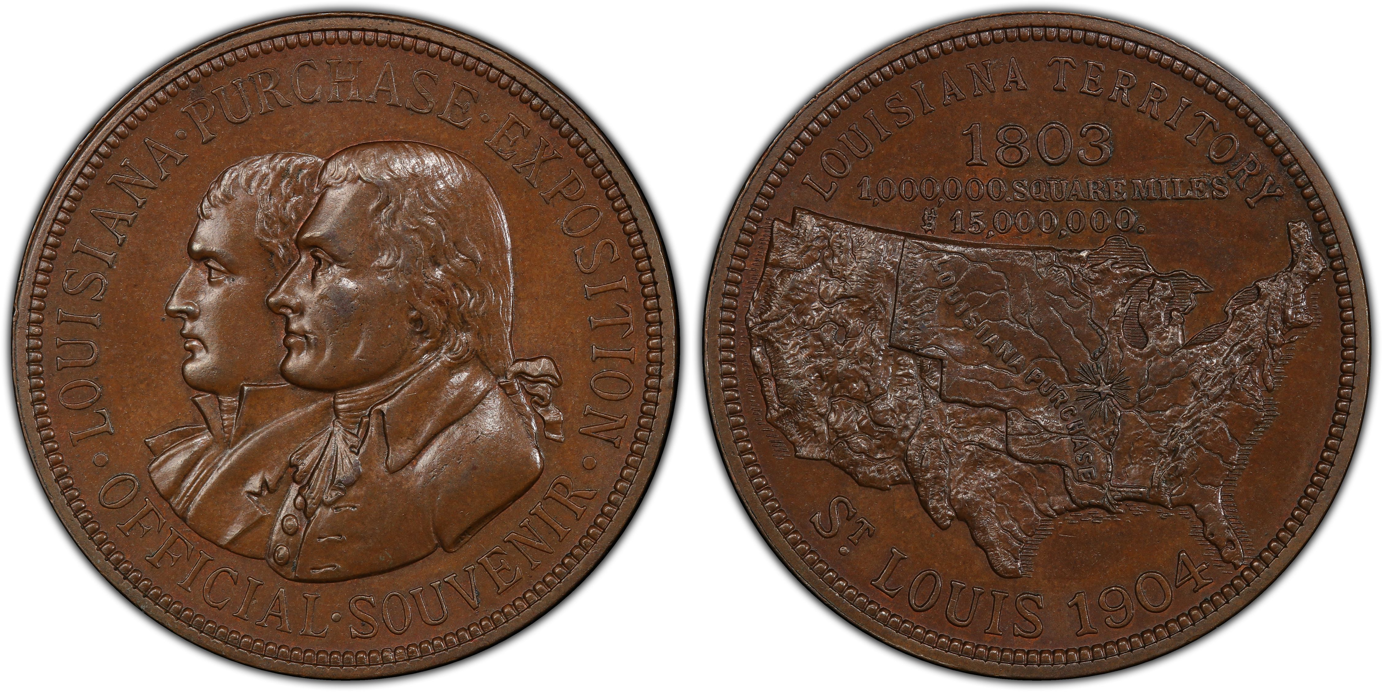 1904 SC$1 HK-301 La. Purchase Expo Copper, BN (Regular Strike) So-Called  Dollars - PCGS CoinFacts