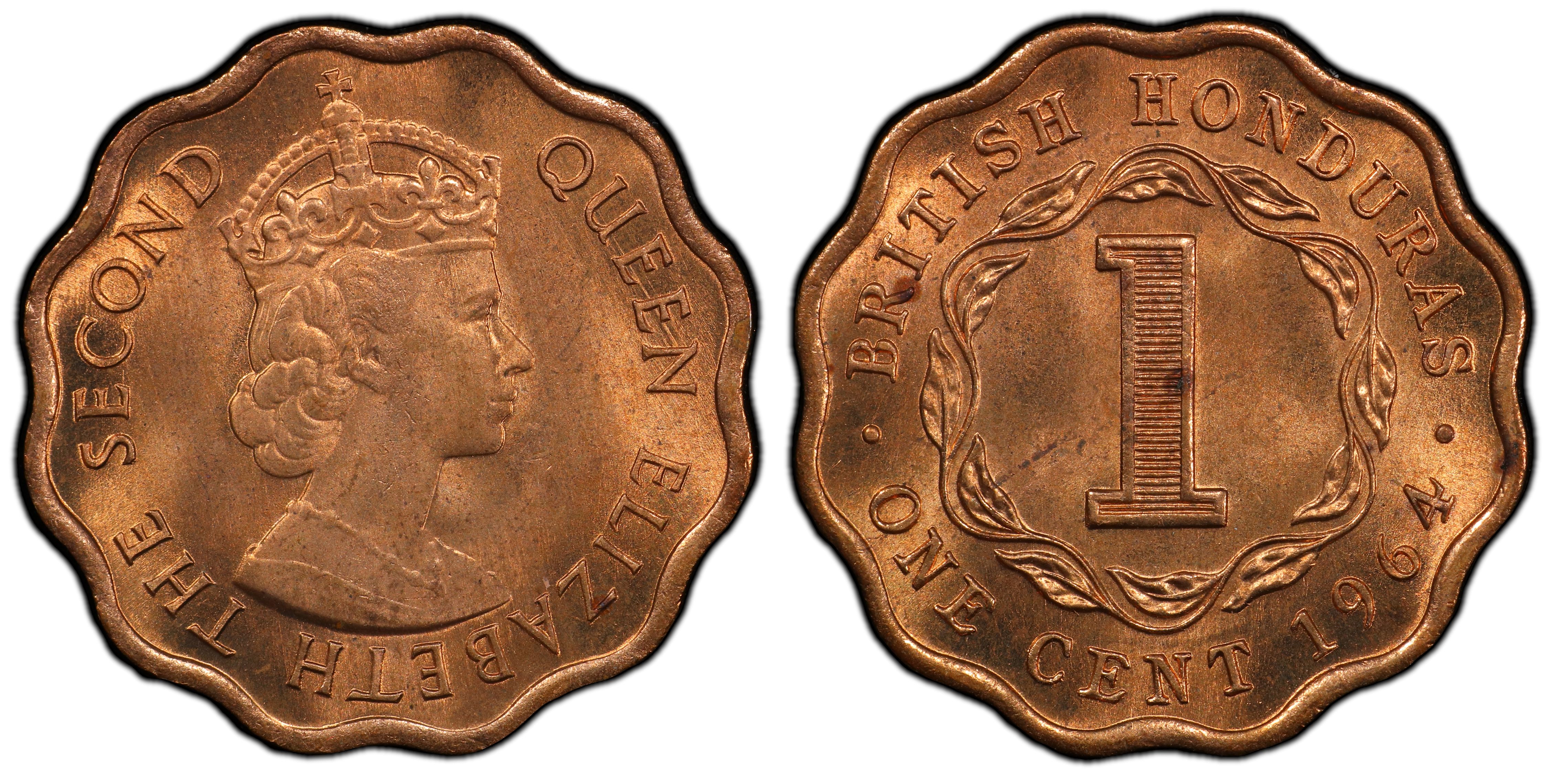 英属洪都拉斯 1964 1c, rdpcgs 编 号 695711 铸币数量 300,000 拍卖