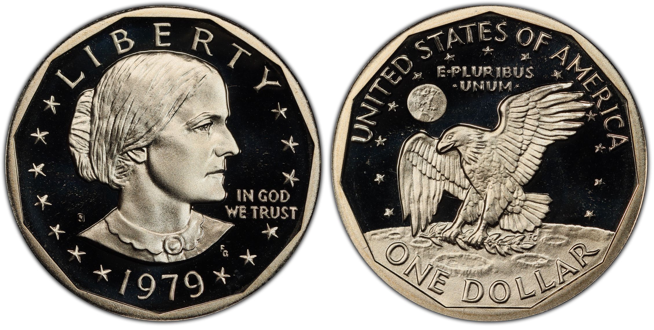 1979-S SBA$1 Type 1, DCAM (Proof) Susan B. Anthony Dollar - PCGS CoinFacts