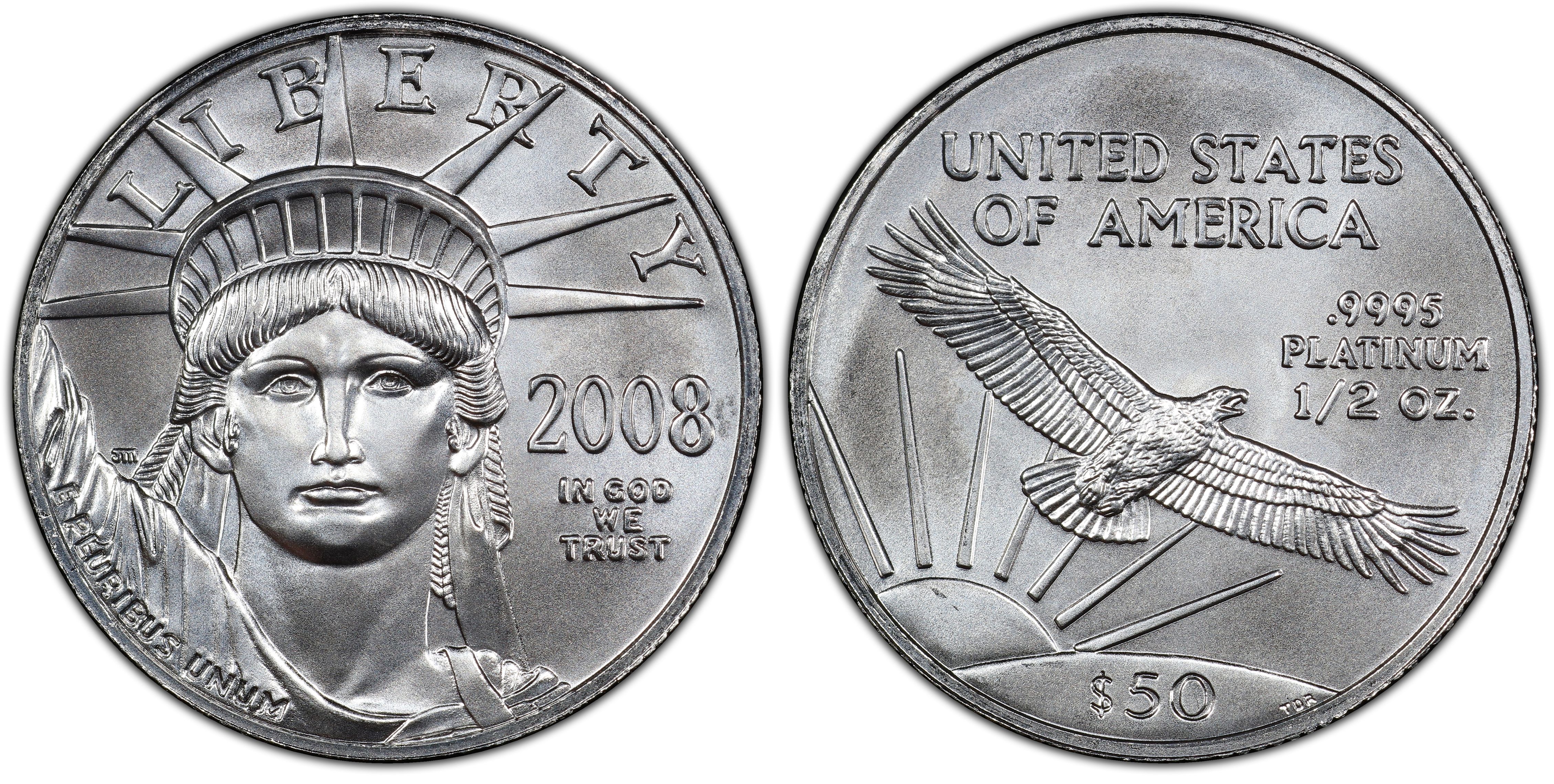 2008  $50 NGC MS70 Platinum Eagle 1/2 ounce 