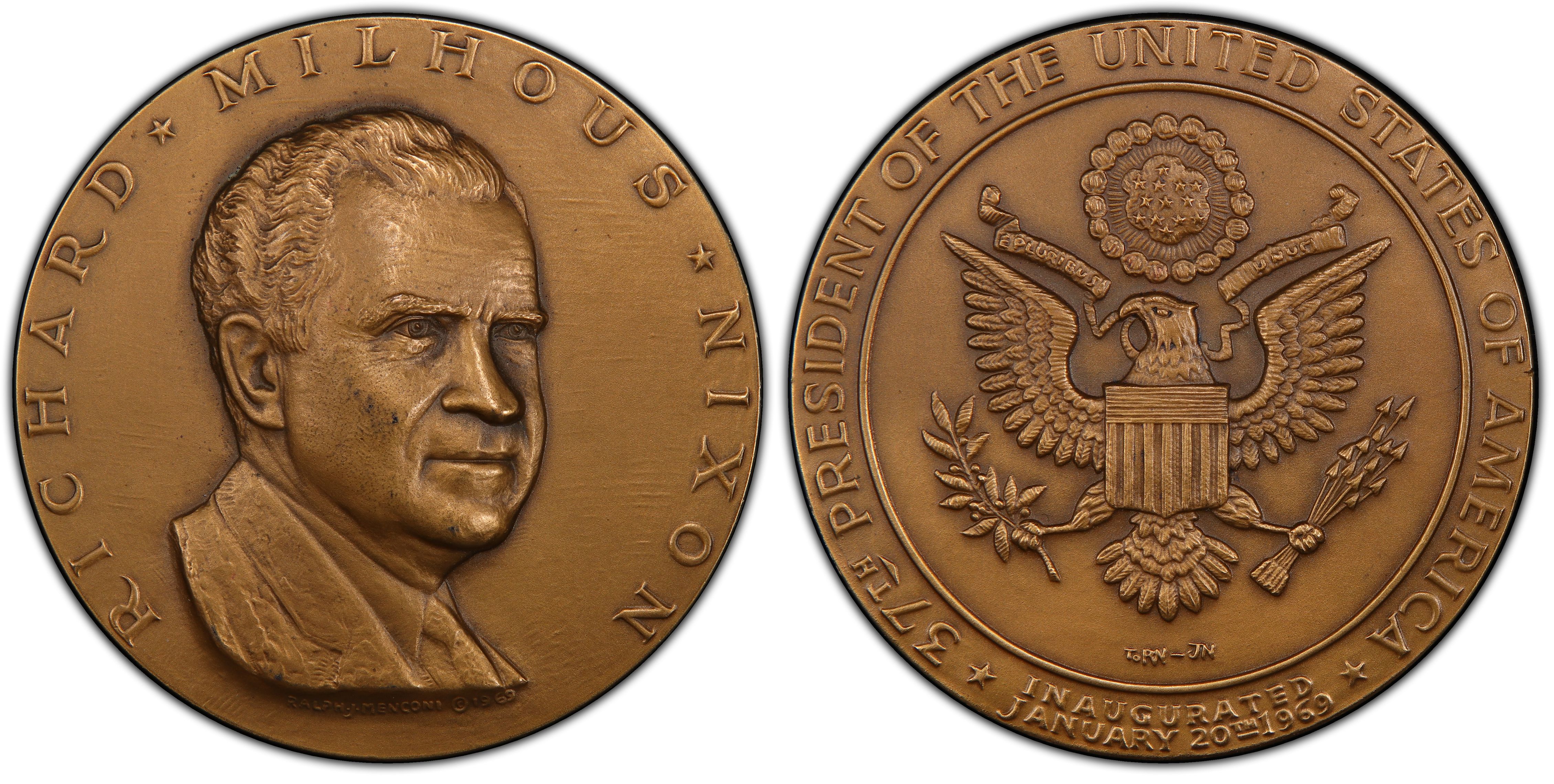 Details about   1969 Richard Nixon Inaugural Bronze Medal 7.3 Oz 