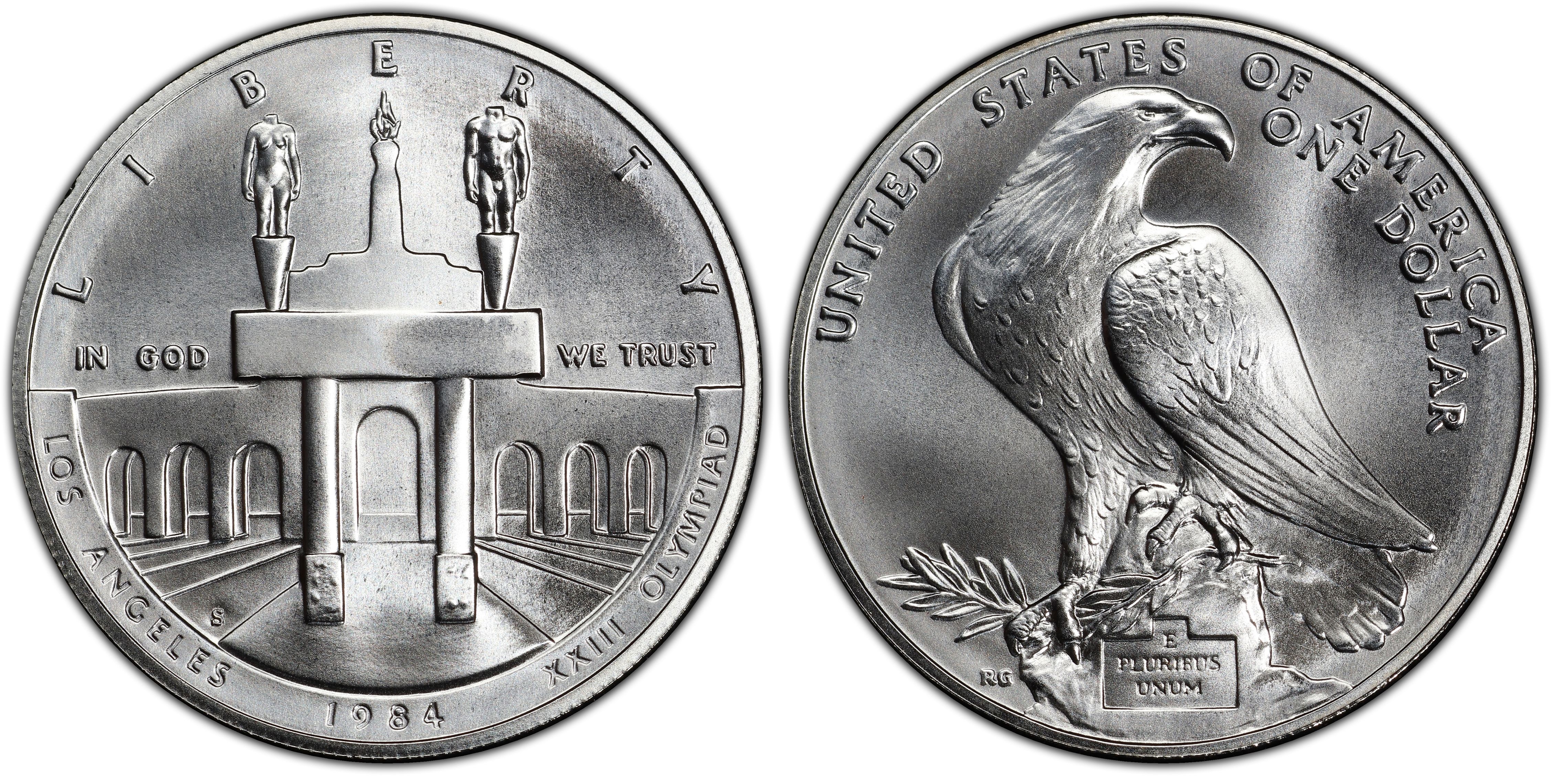 1984-S PCGS PR70DAM Olympic $1 SILVER Commemorative Bald Eagle Label 