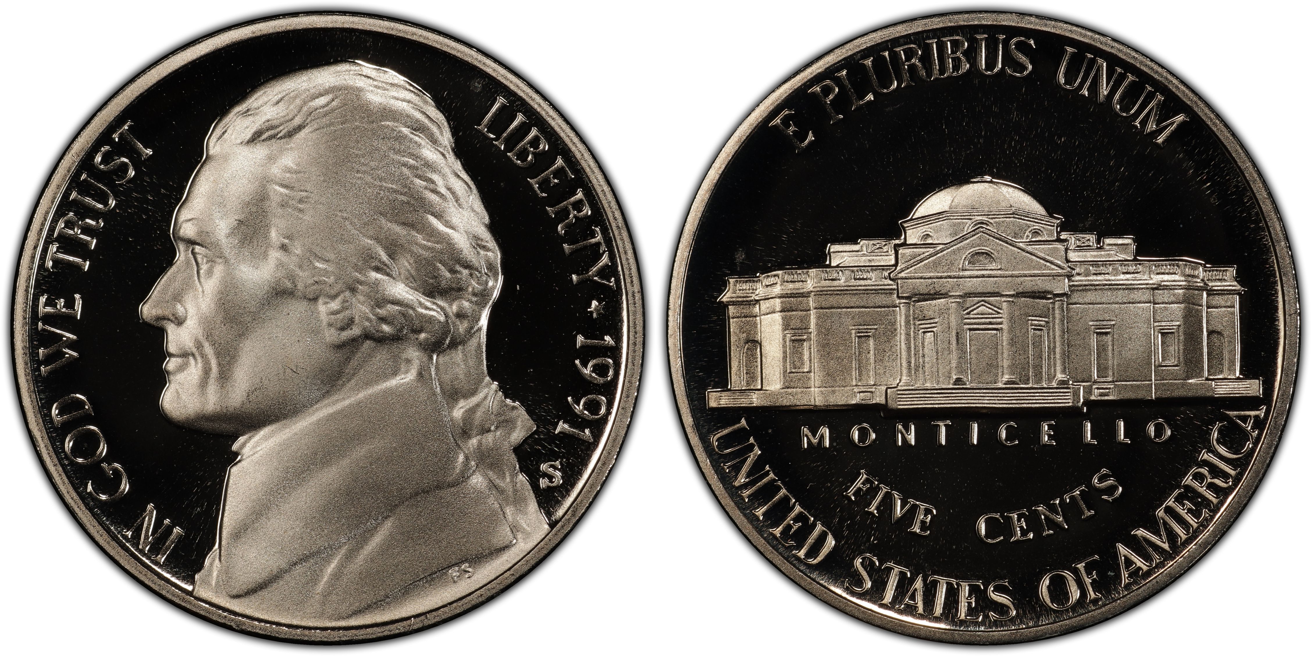 1991 S Jefferson PROOF Nickel 