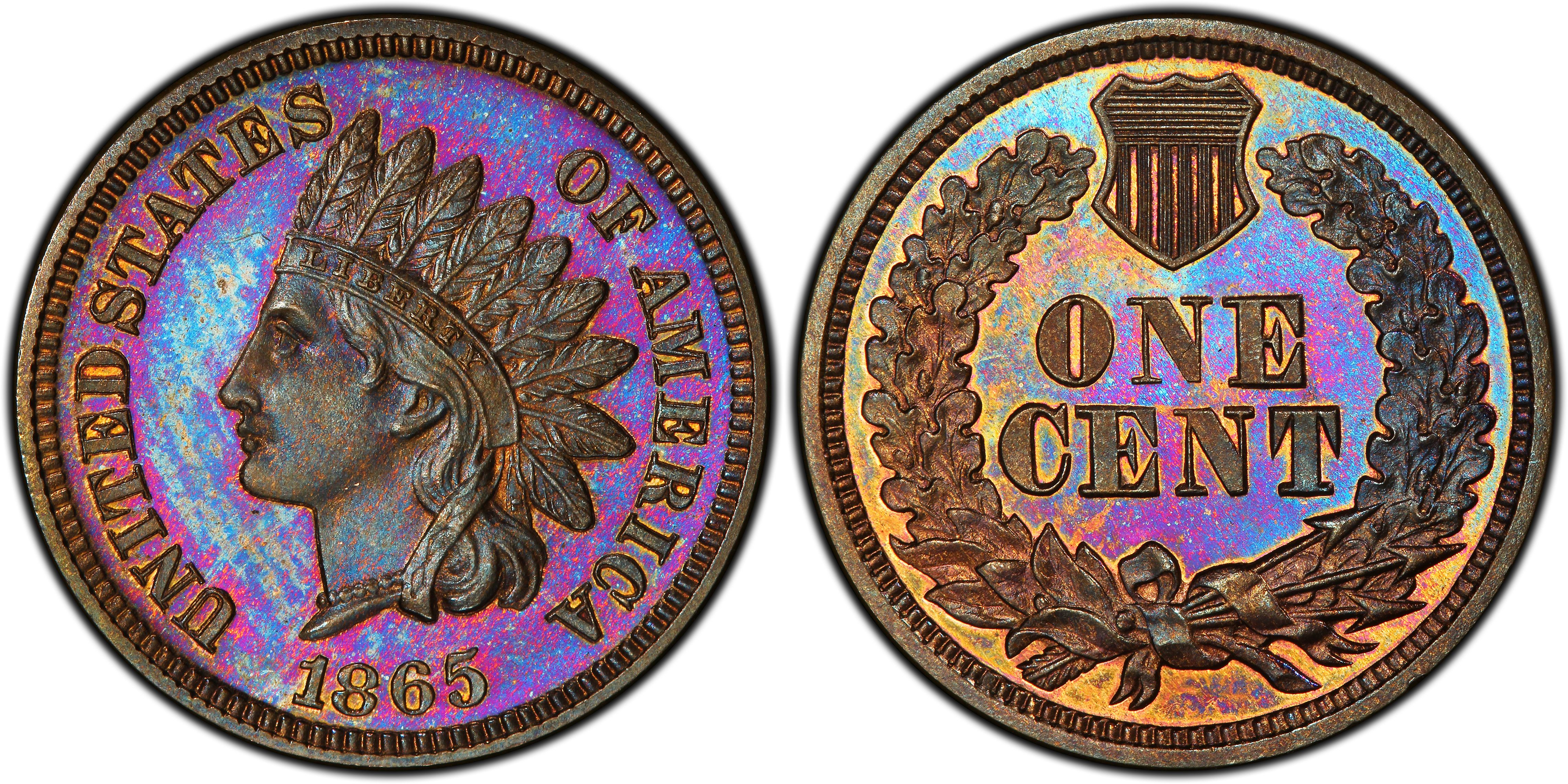 Images of Indian Cent 1865 1C, BN - PCGS CoinFacts