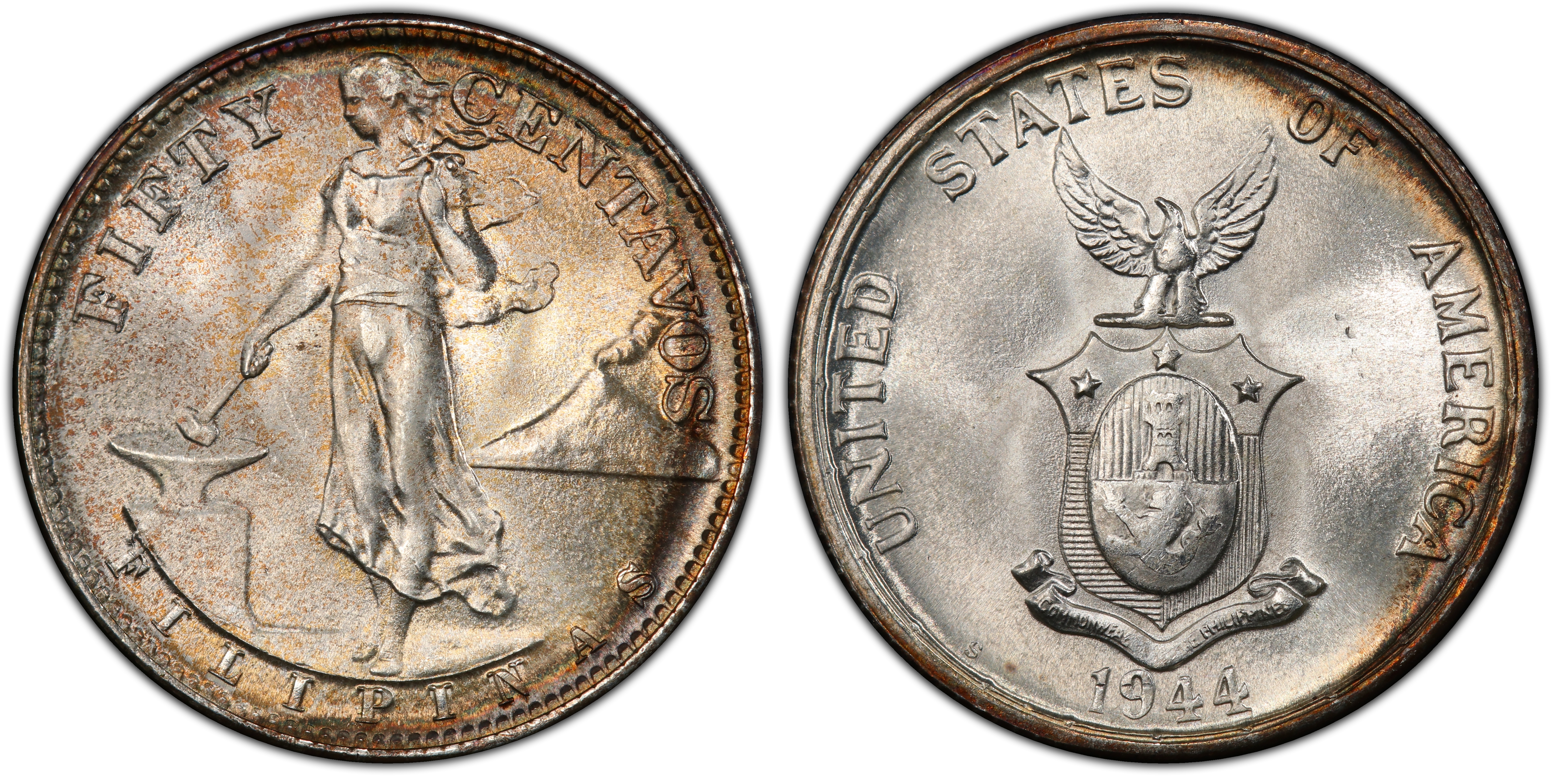 1944 S 50C Regular Strike U.S. Philippines PCGS CoinFacts