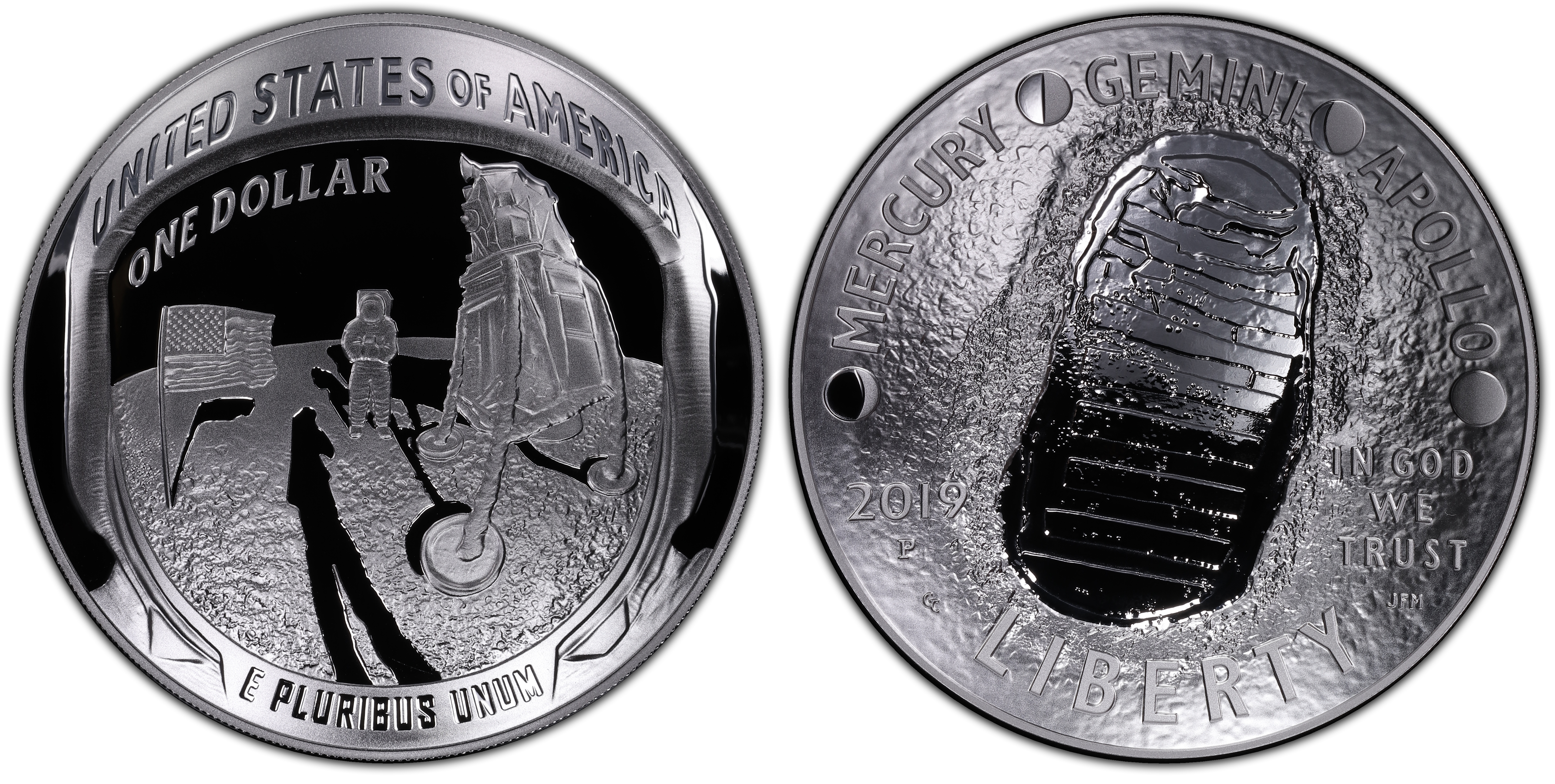 2019-P $1 Apollo 11 50th Anniversary 5 oz Silver First Strike, DCAM (Proof)  Modern Silver and Clad Commemoratives - PCGS CoinFacts