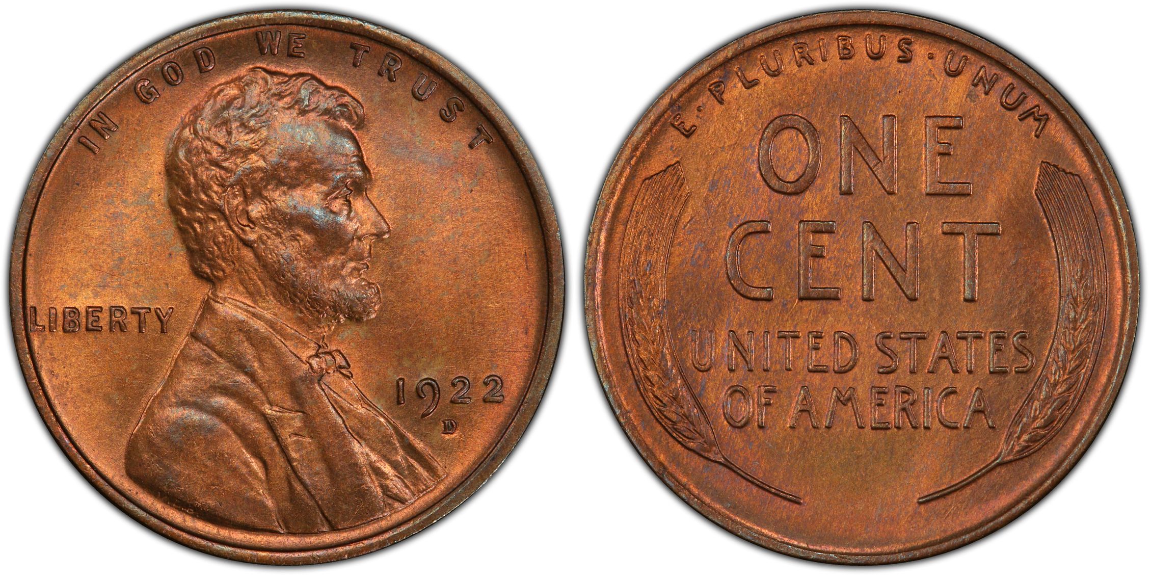 1922-D 1C, RB (Regular Strike) Lincoln Cent (Wheat Reverse) - PCGS ...