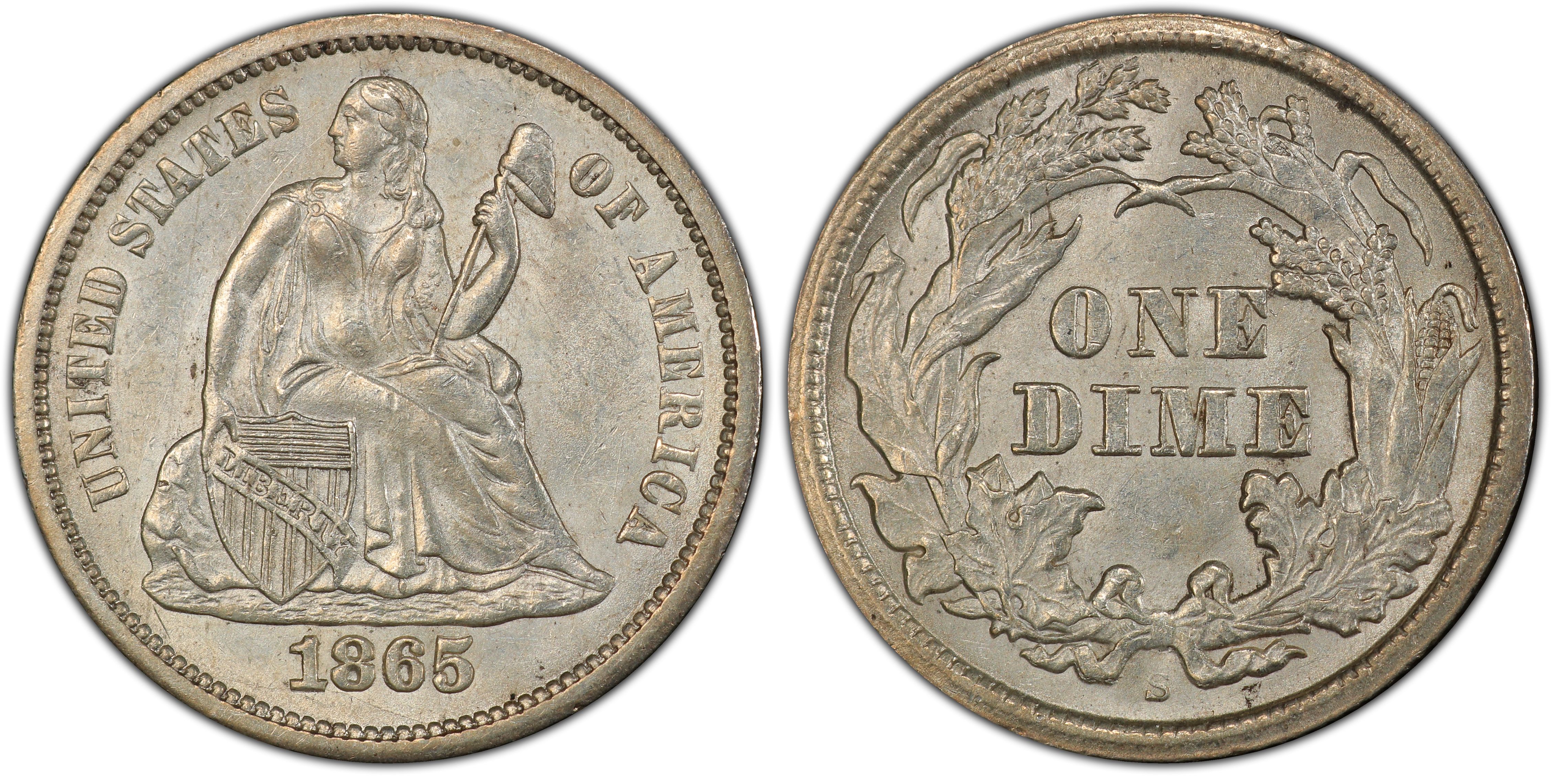 1865-S 10C (Regular Strike) Liberty Seated Dime - PCGS CoinFacts