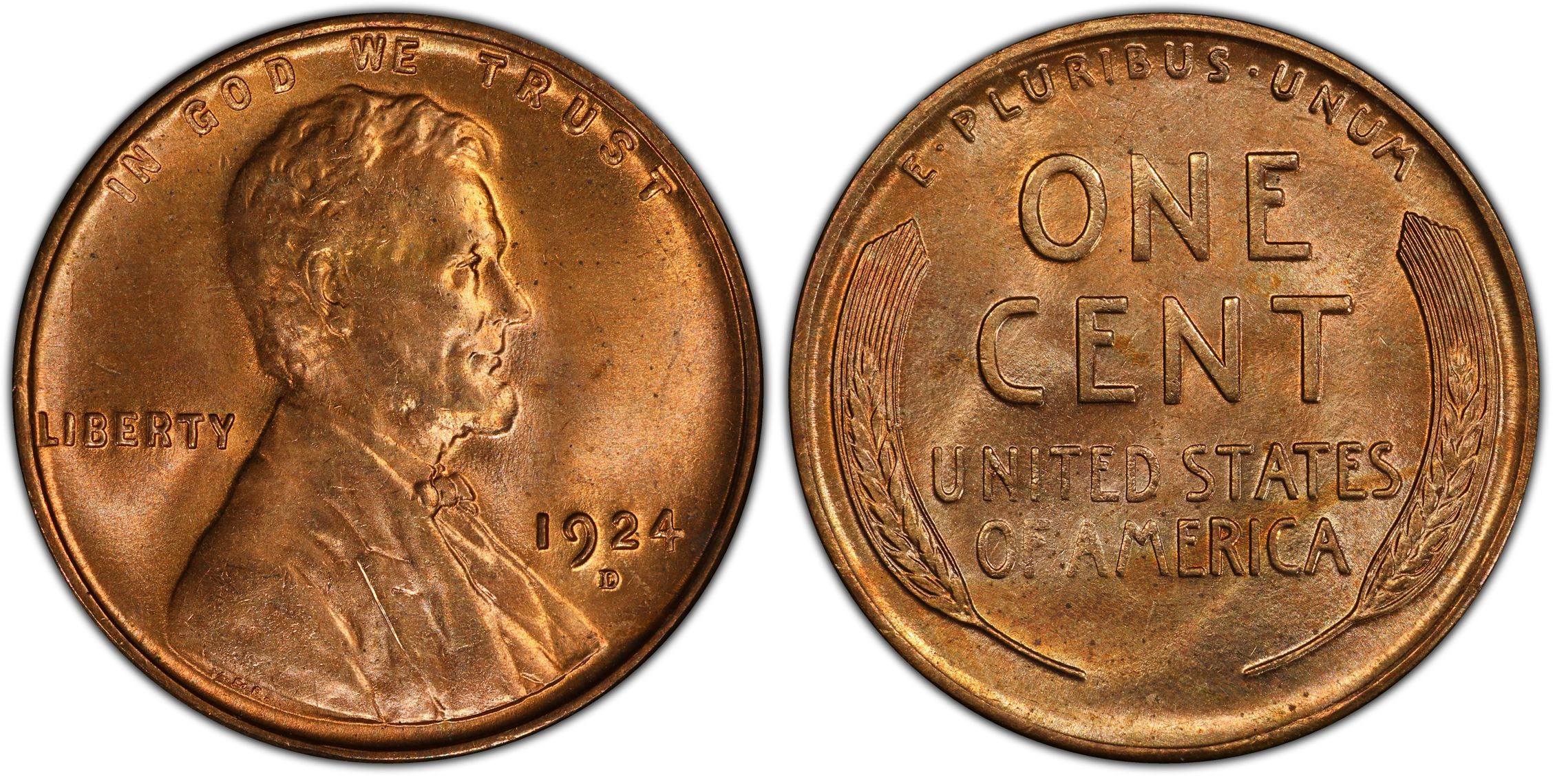 1924-D 1C, RD (Regular Strike) Lincoln Cent (Wheat Reverse) - PCGS ...