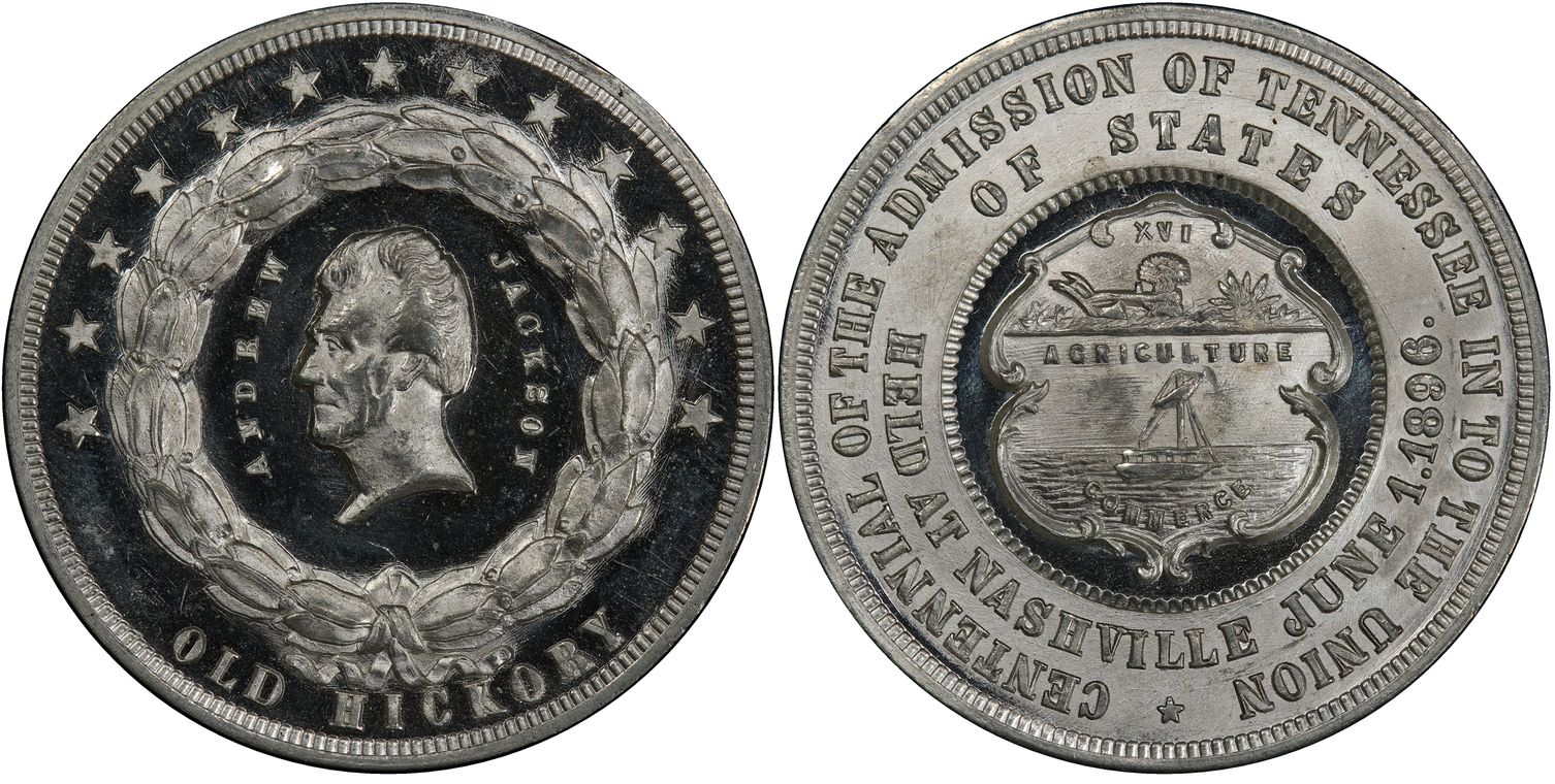 1896 Medal Hk 275a White Metal Andrew Jackson Dollar Regular Strike