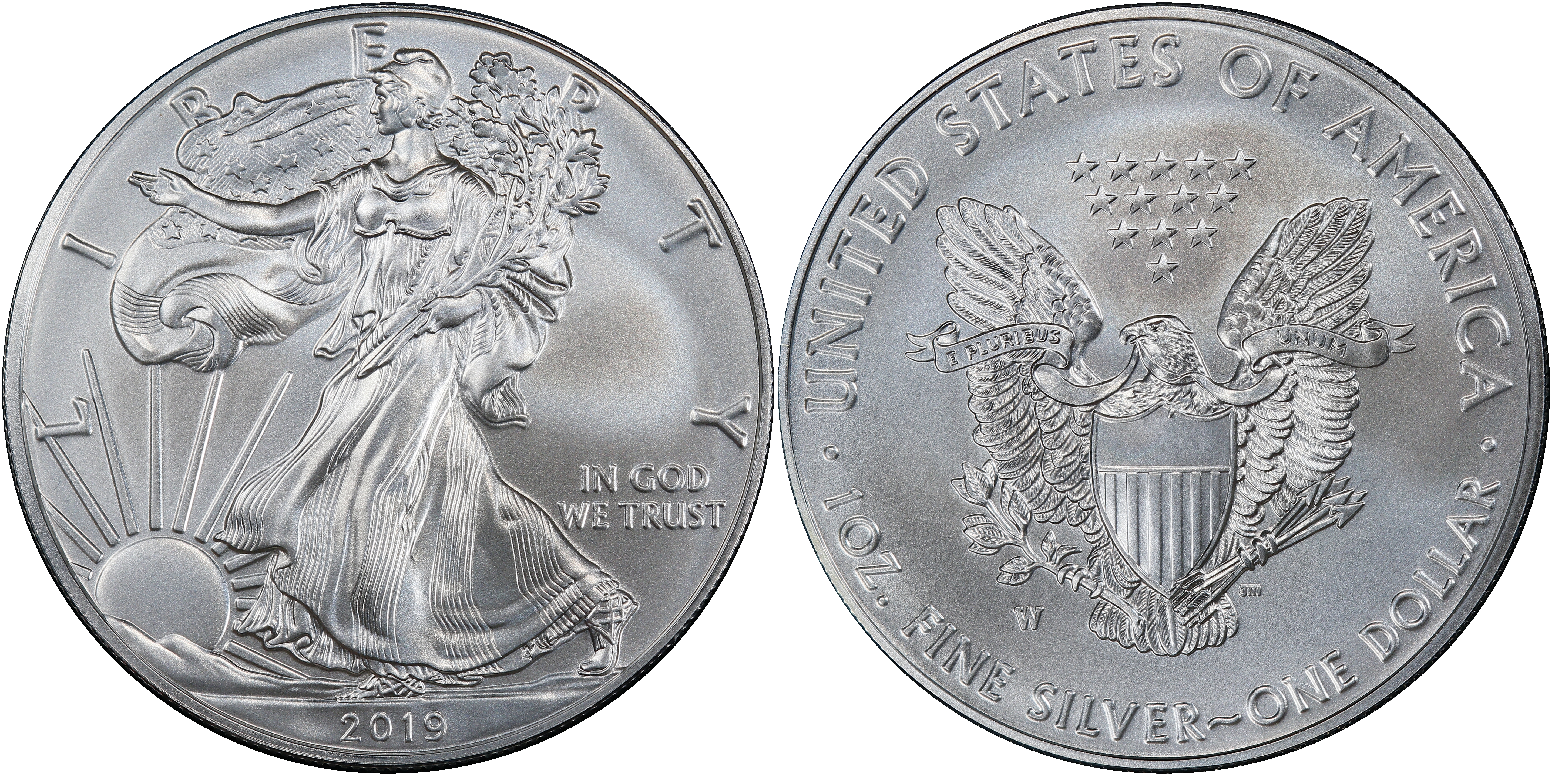 2019-W $1 Burnished Silver Eagle First Strike (Special Strike) Silver Eagles  - PCGS CoinFacts