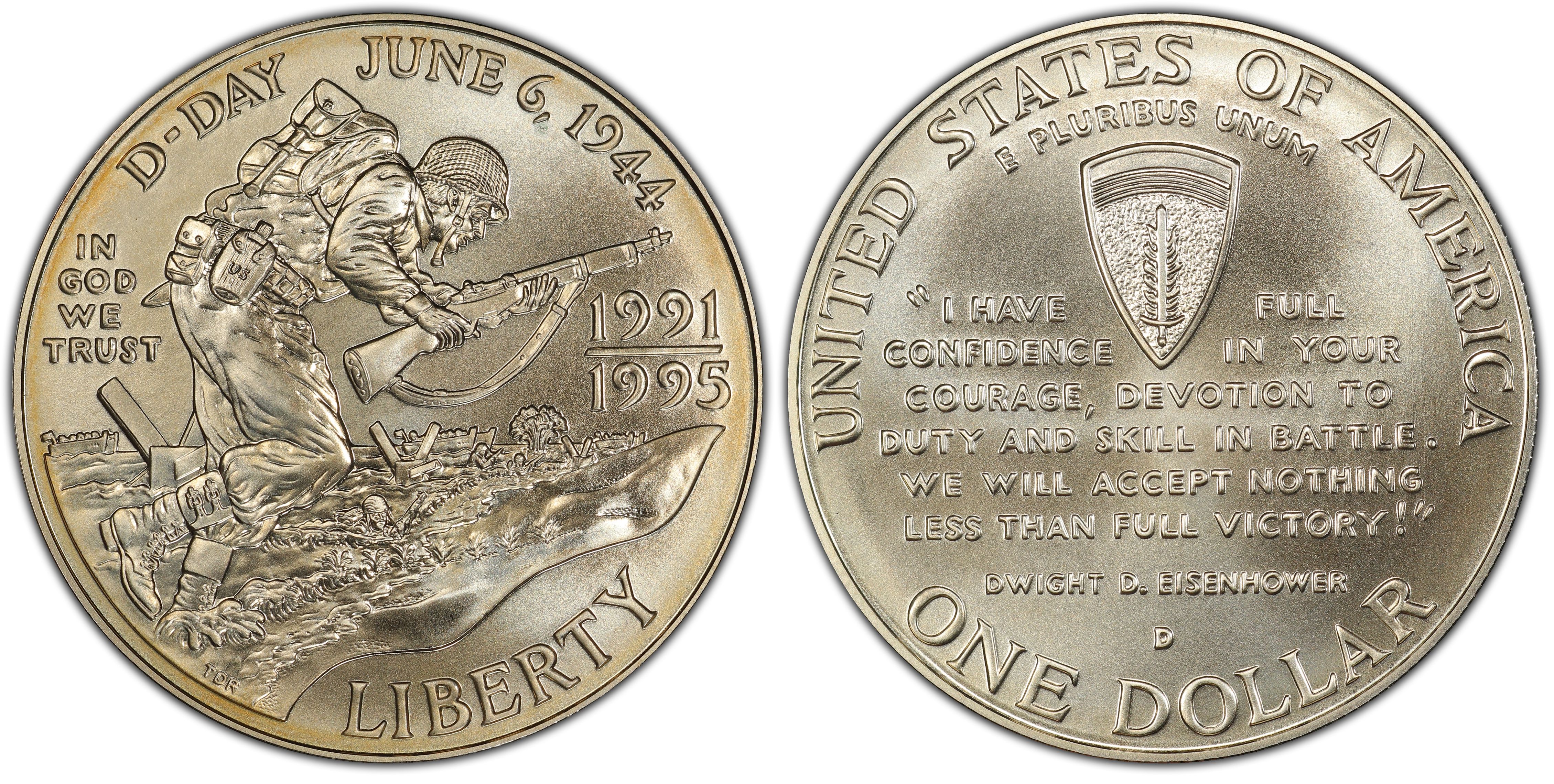 1991-1995-D 1993 WWII World War 2 Commemorative Dollar MS70 PCGS Mint State 70