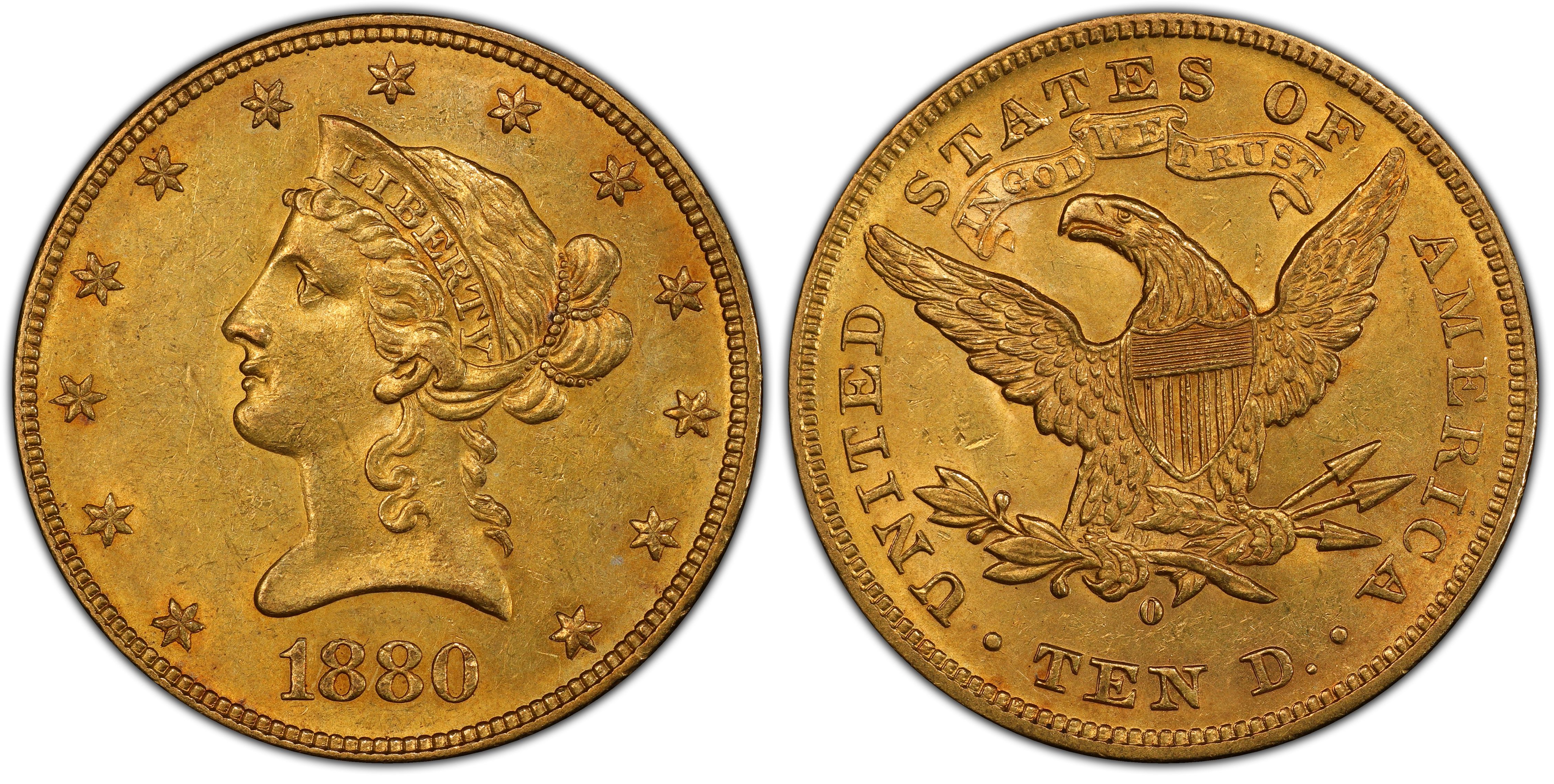 1880-O $10 (Regular Strike) Liberty Head $10 - PCGS CoinFacts