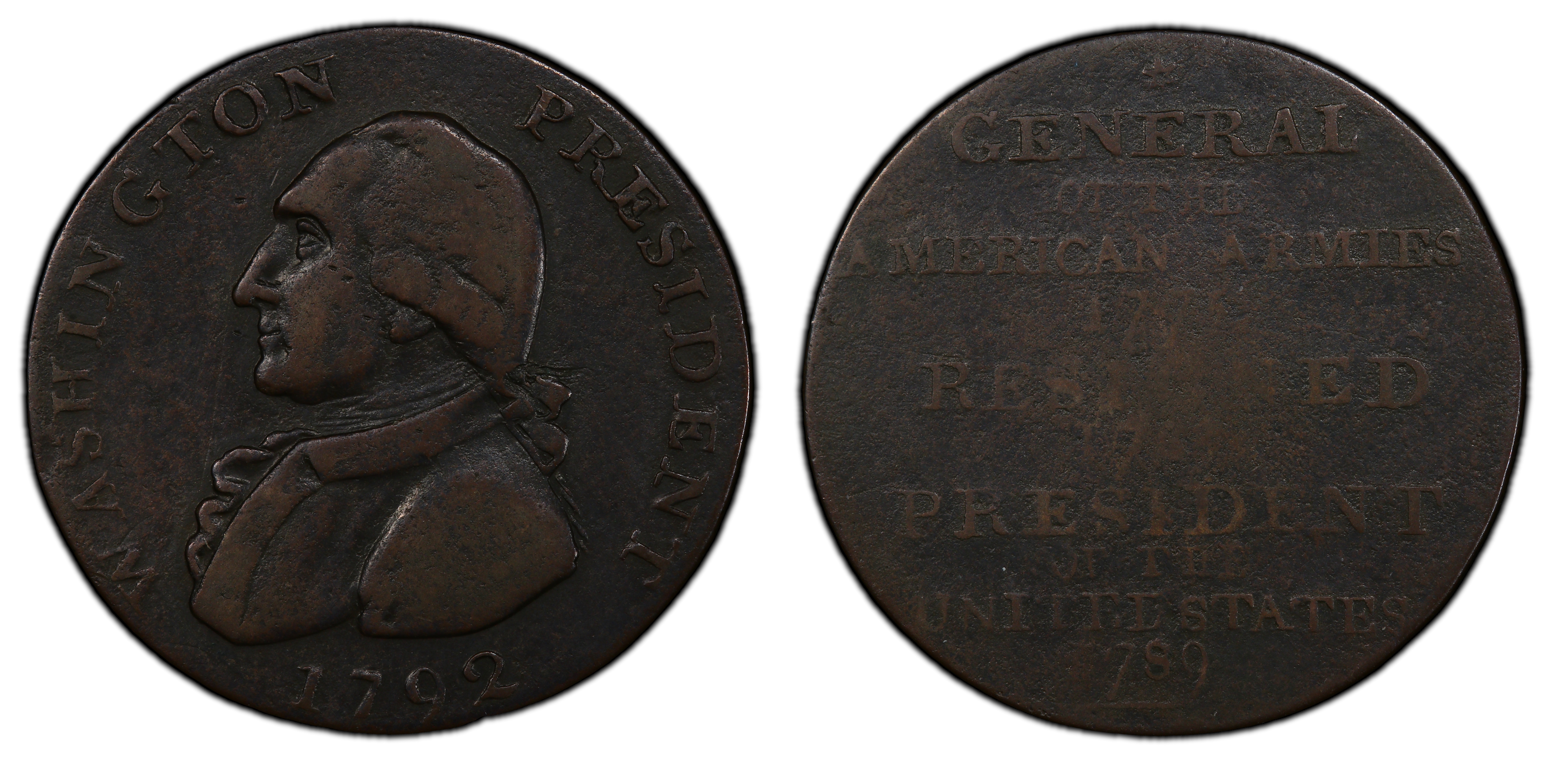 1792 AE 1C Washington President Plain Edge, BN (Regular Strike ...