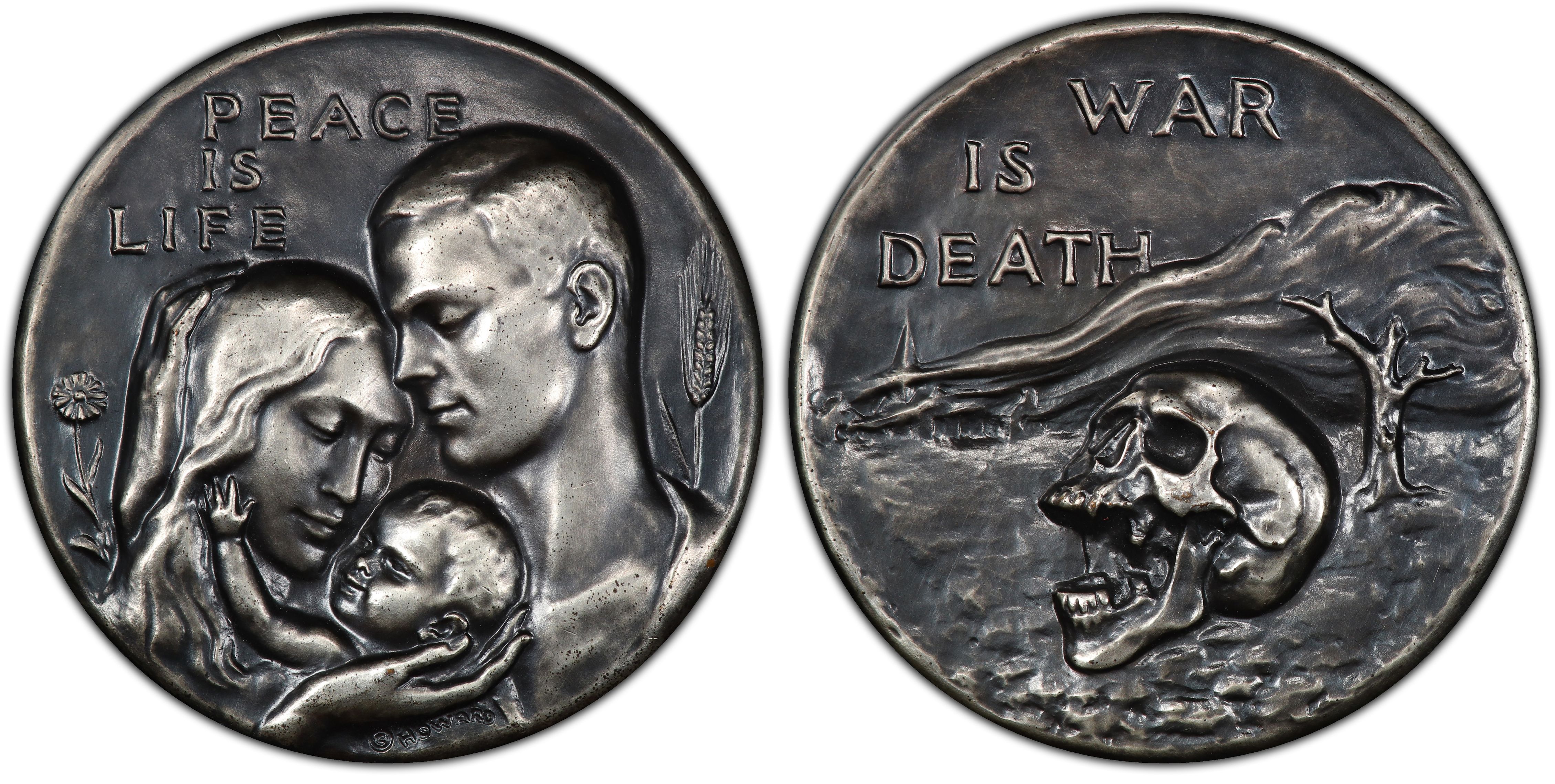 1950 Medal Peace & War Silvered Bronze Medallic Art Co., NY