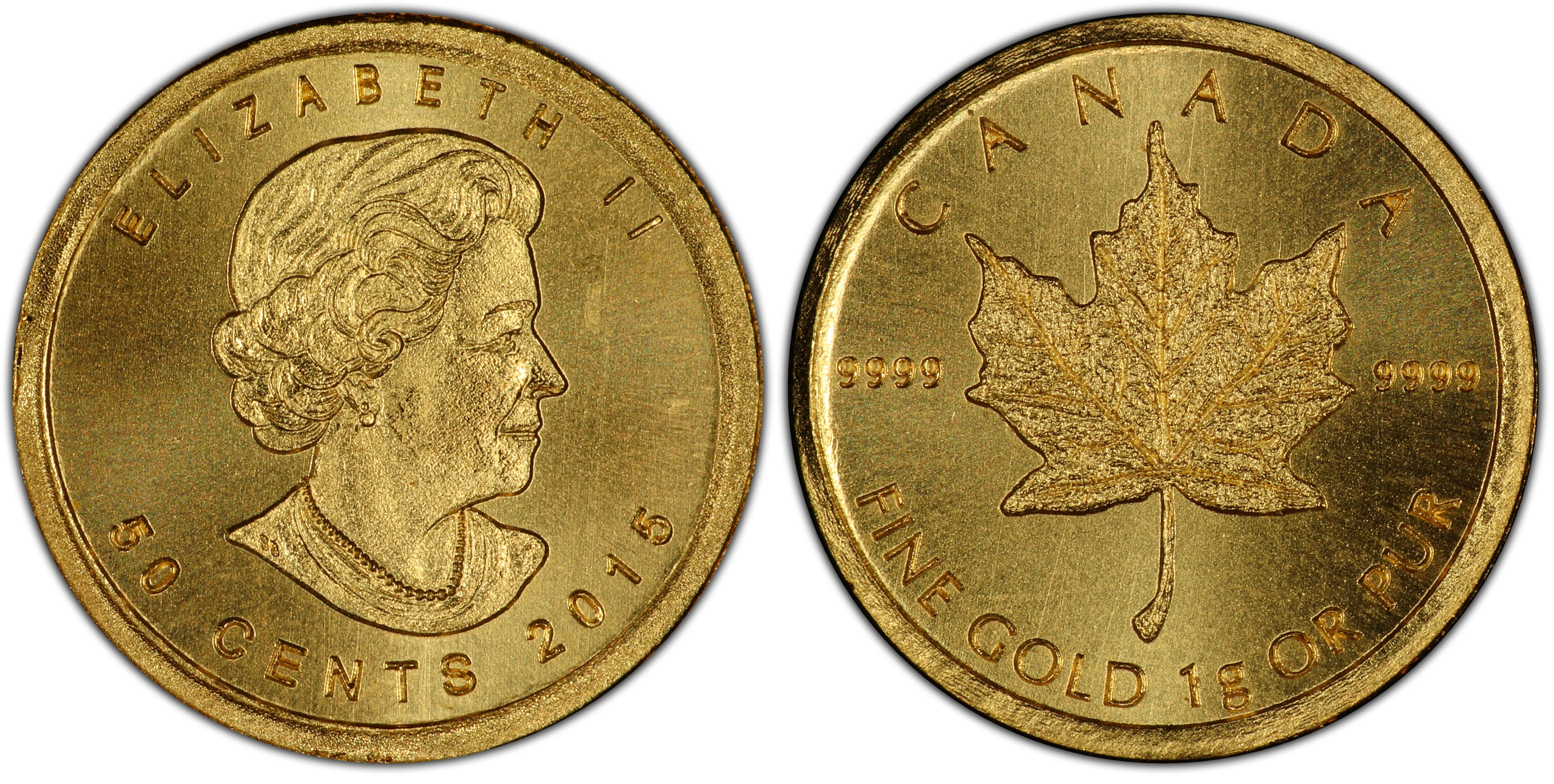 2015 50c maple leaf/au 1 gram