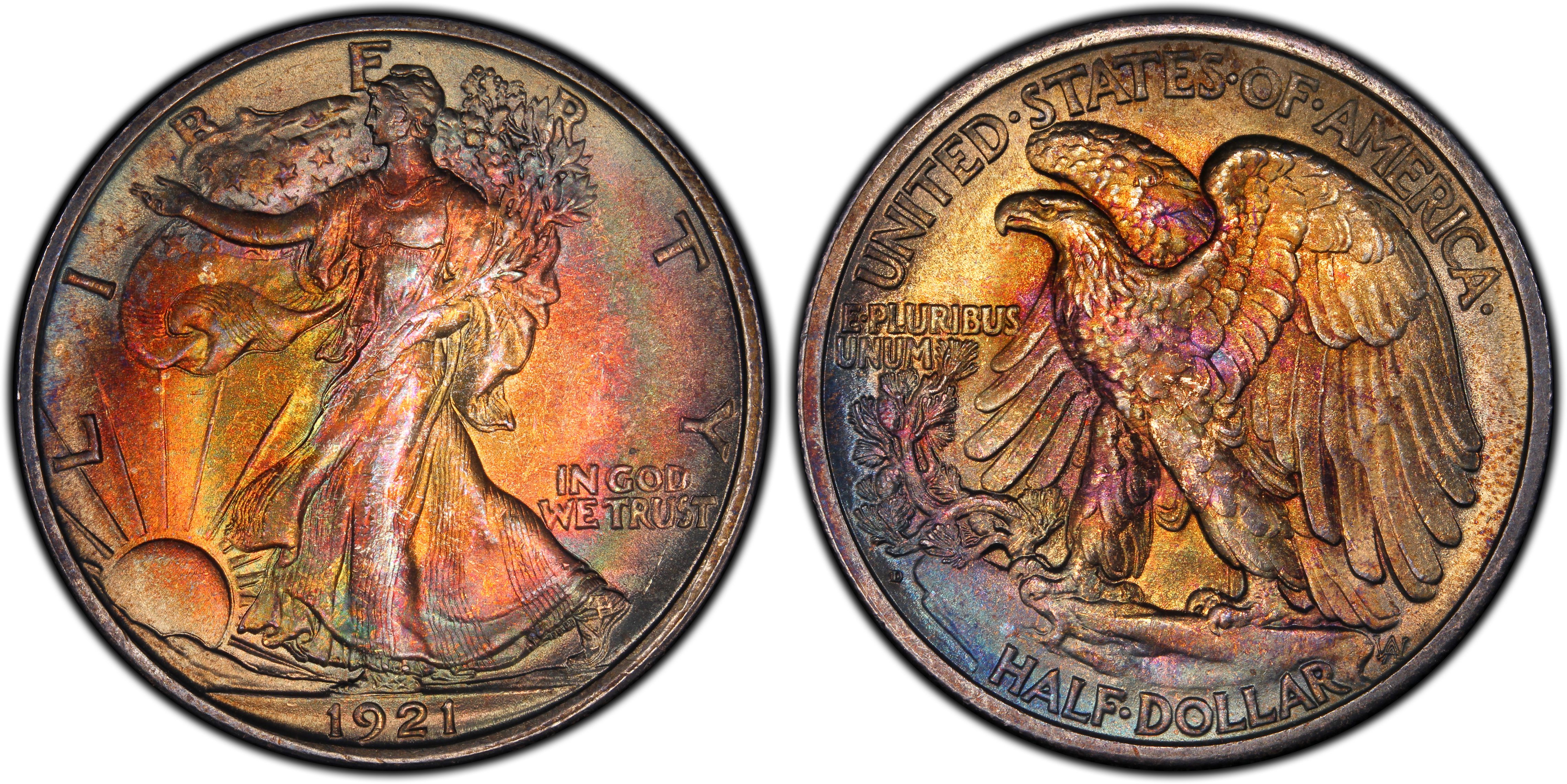 1921-D 50C (Regular Strike) Walking Liberty Half Dollar - PCGS