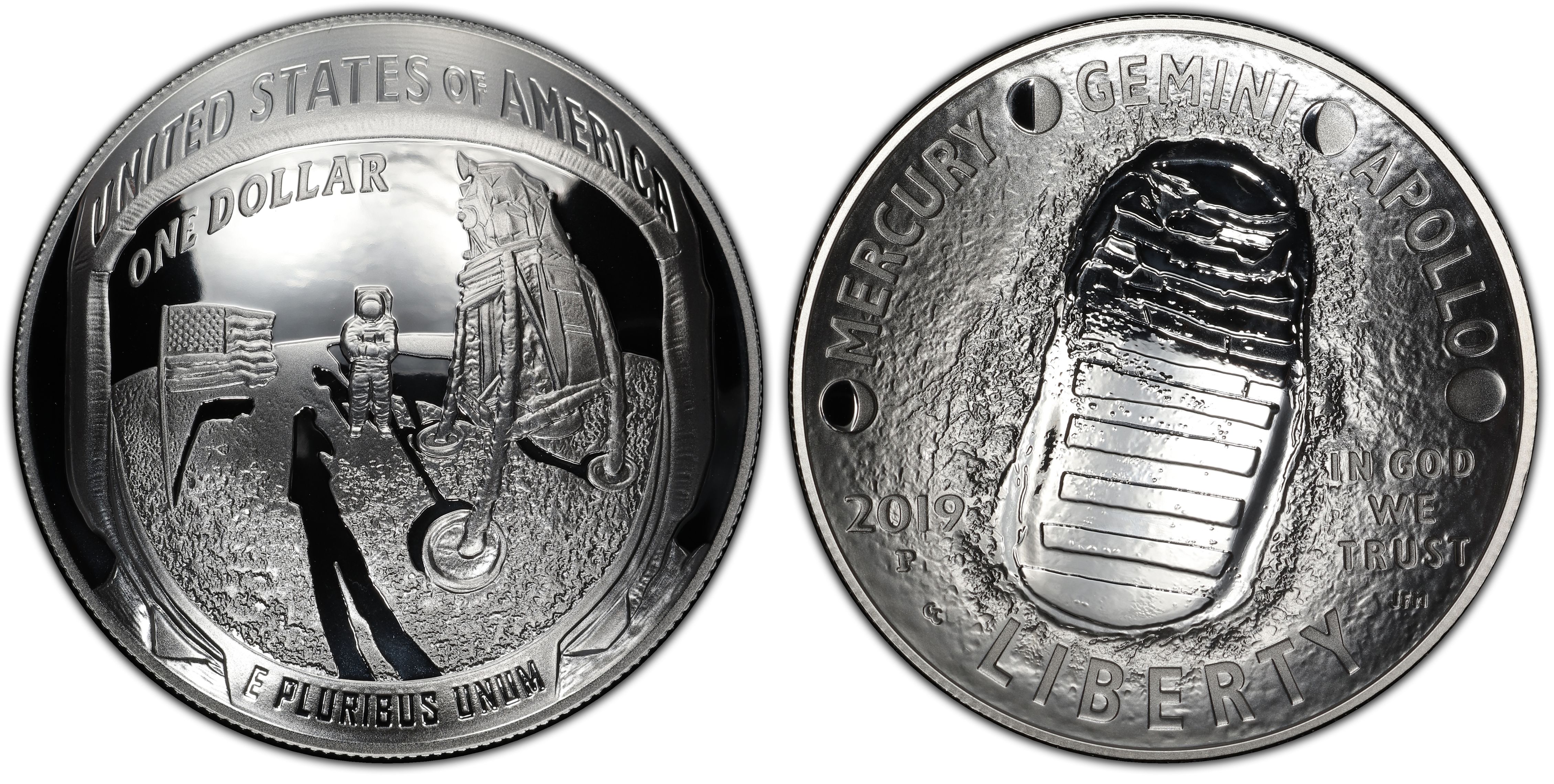 2019 Apollo 50th Anniversary Commemorative Silver Proof $1 GEM Proof Uncertified 