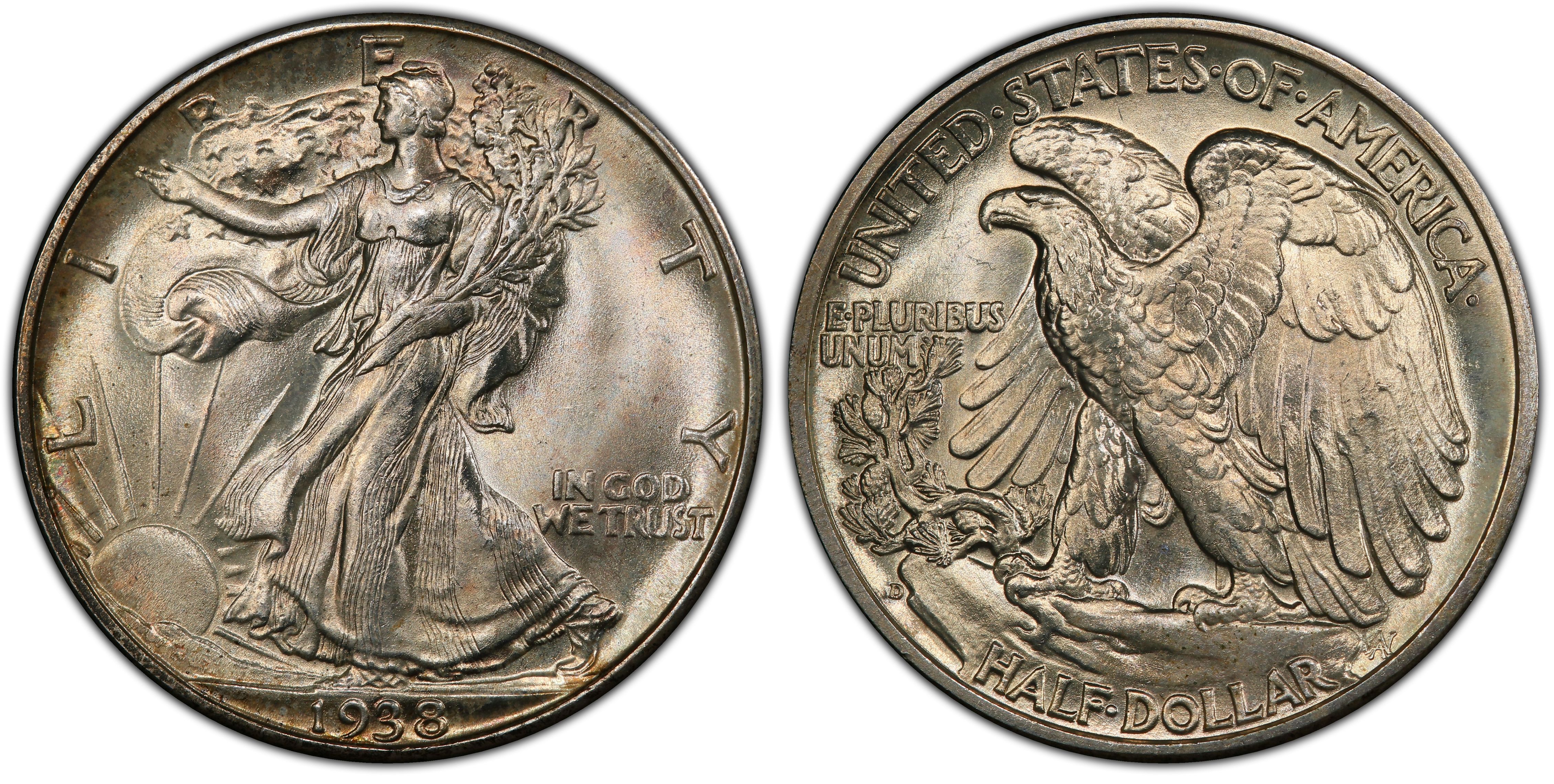 1946 D 50c Liberty Walking Silver Half Dollar US Coin F Fine
