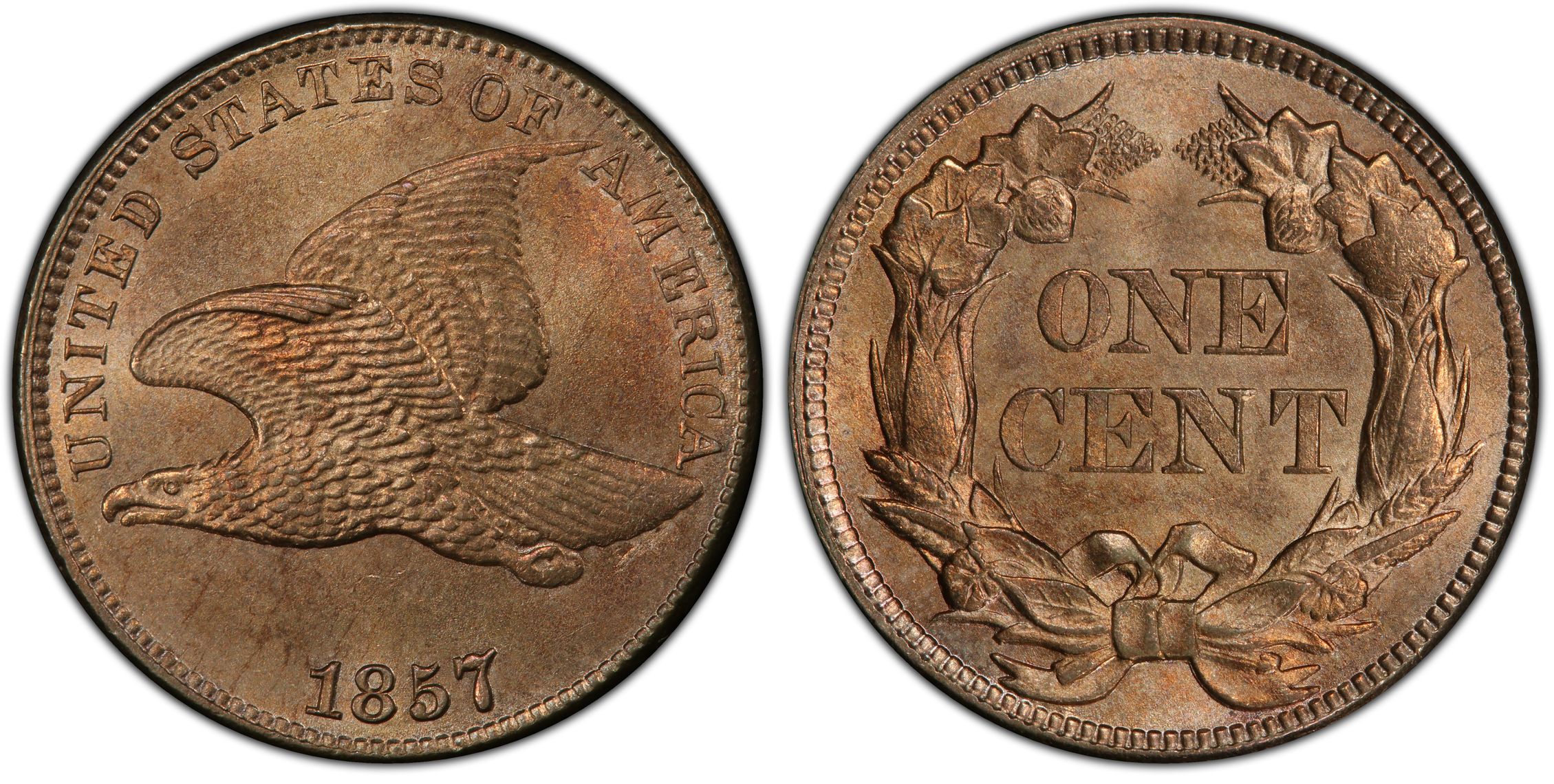 1857 1c Obverse Of 1856 Fs 401b Regular Strike Flying Eagle Cent